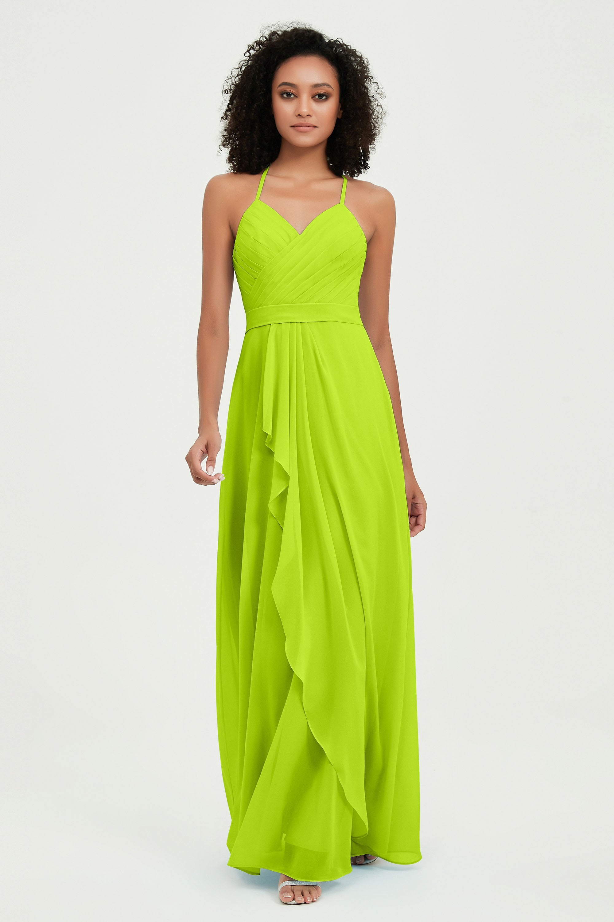 Halter Chiffon Simple Bridesmaid Dresses Formal Evening Party gowns Dress Sleeveless