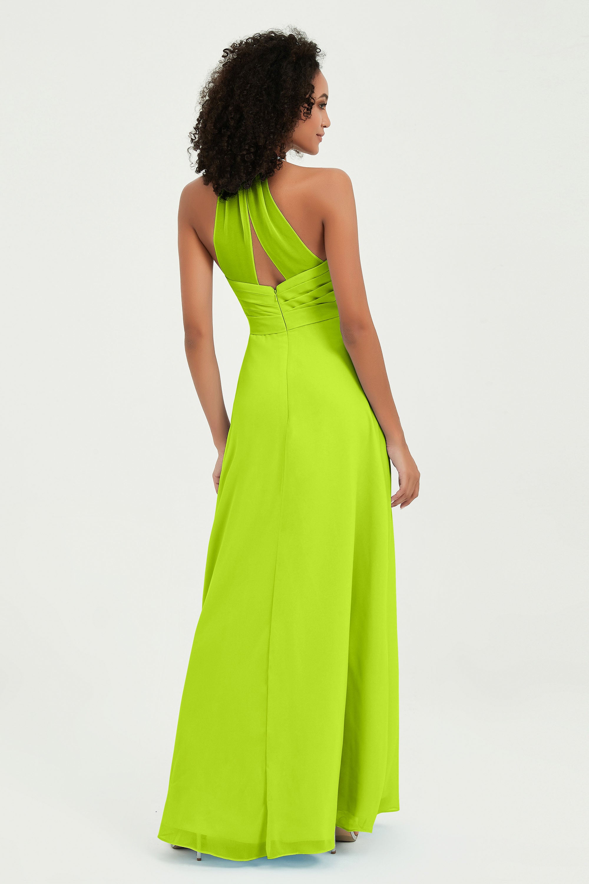 Halter Chiffon Simple Bridesmaid Dresses Formal Evening Party gowns Dress Sleeveless