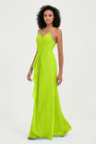 Halter Chiffon Simple Bridesmaid Dresses Formal Evening Party gowns Dress Sleeveless