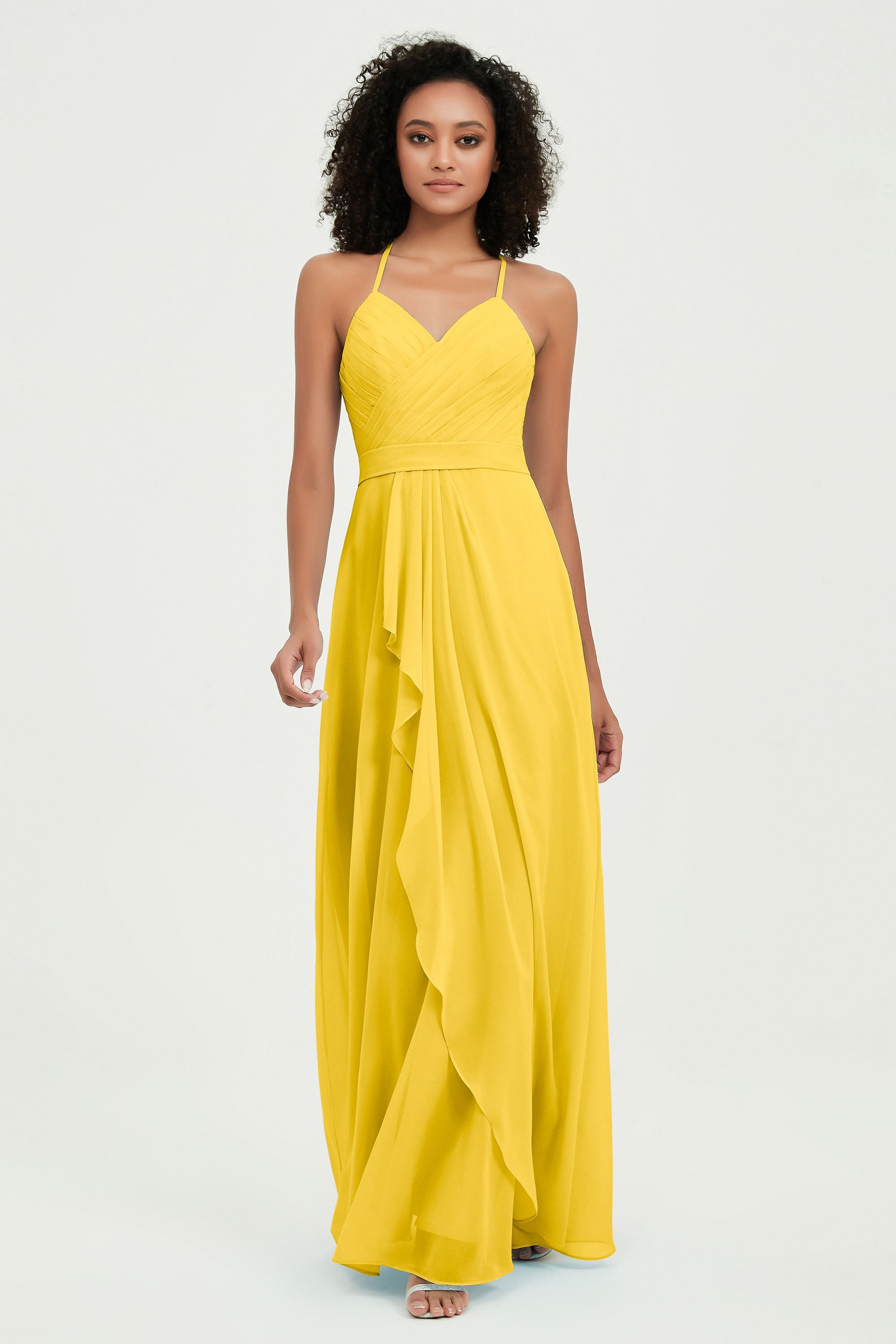 Halter Chiffon Simple Bridesmaid Dresses Formal Evening Party gowns Dress Sleeveless