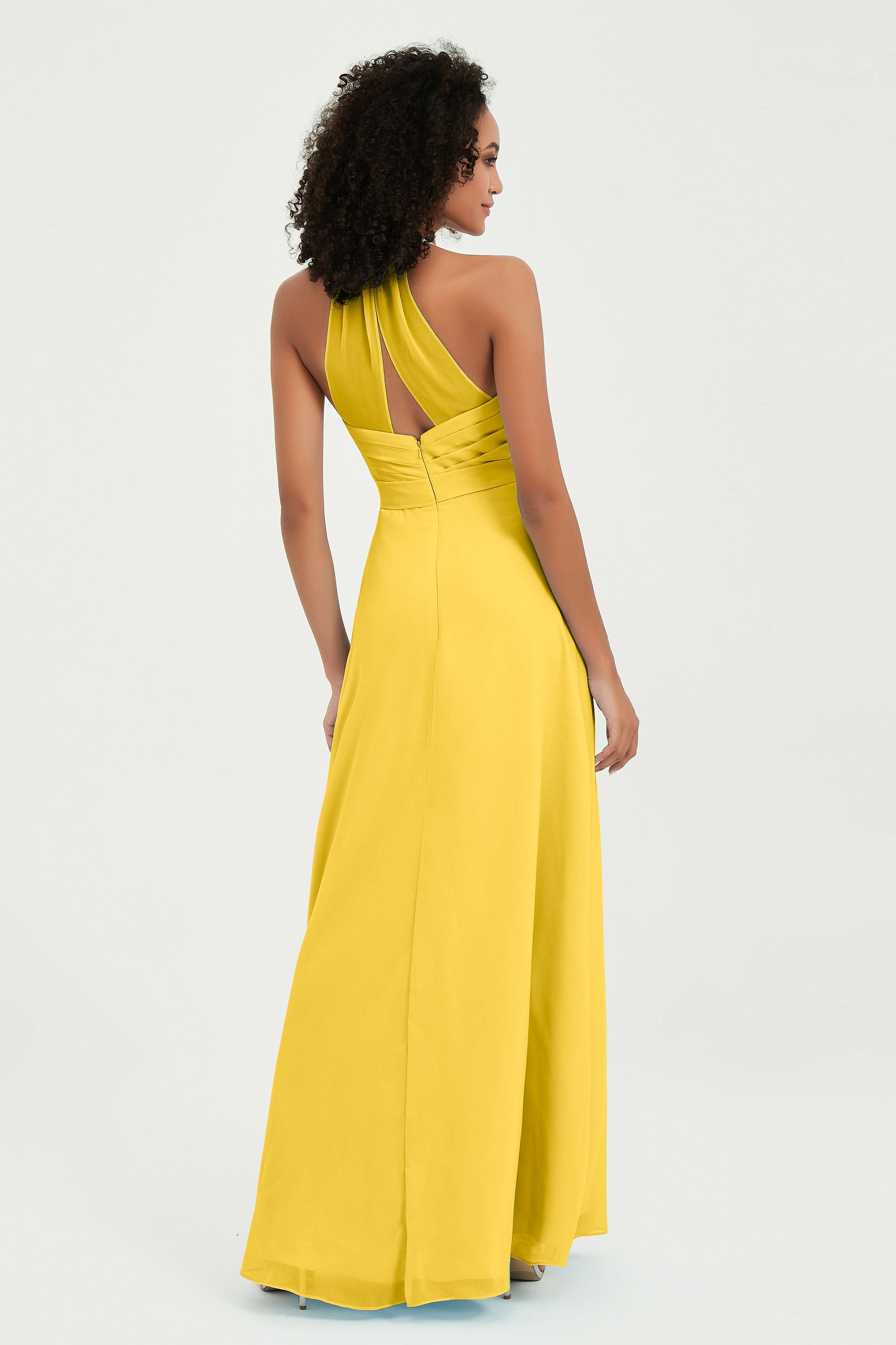 Halter Chiffon Simple Bridesmaid Dresses Formal Evening Party gowns Dress Sleeveless