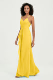 Halter Chiffon Simple Bridesmaid Dresses Formal Evening Party gowns Dress Sleeveless
