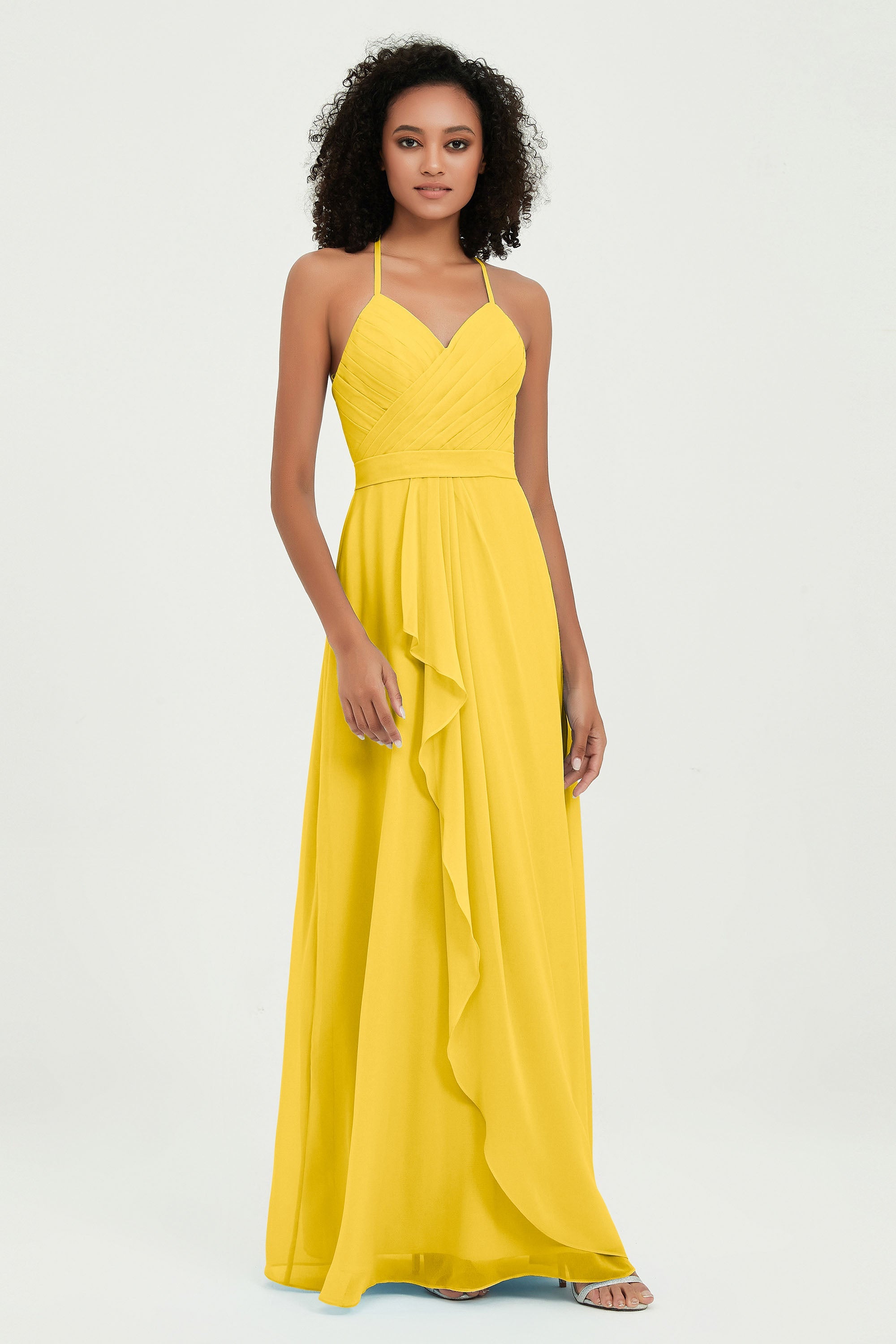 Halter Chiffon Simple Bridesmaid Dresses Formal Evening Party gowns Dress Sleeveless