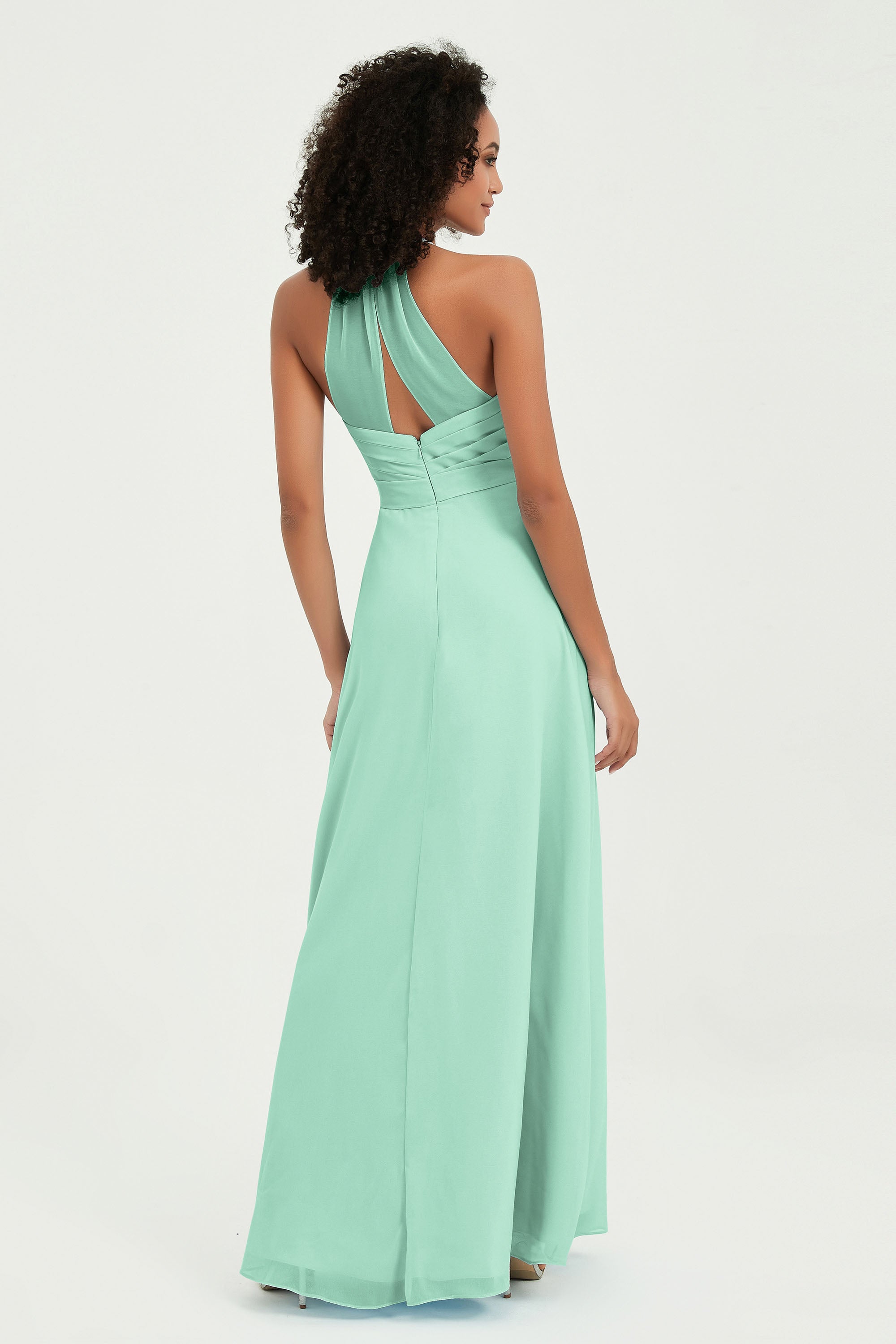 Halter Chiffon Simple Bridesmaid Dresses Formal Evening Party gowns Dress Sleeveless