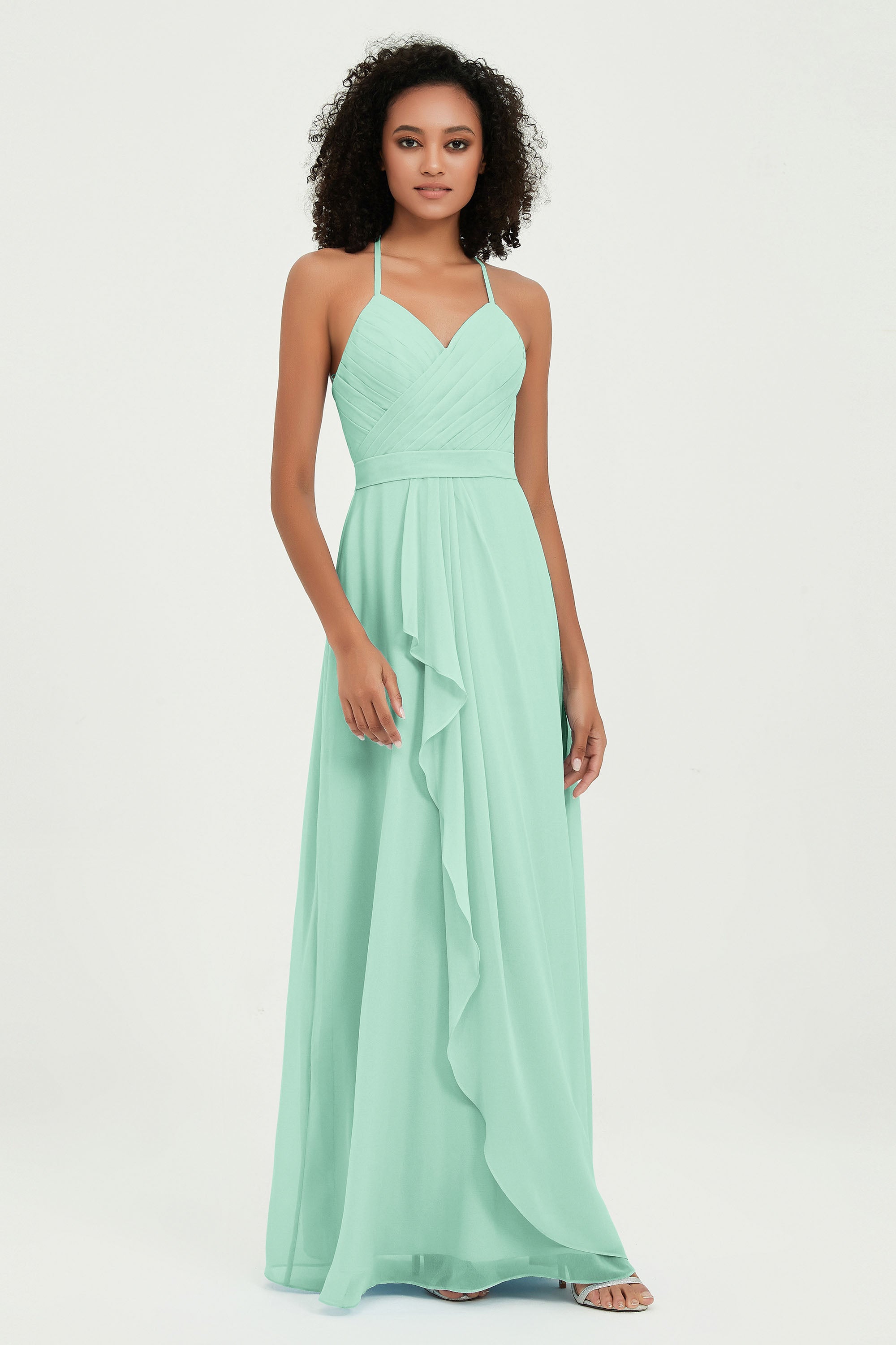 Halter Chiffon Simple Bridesmaid Dresses Formal Evening Party gowns Dress Sleeveless