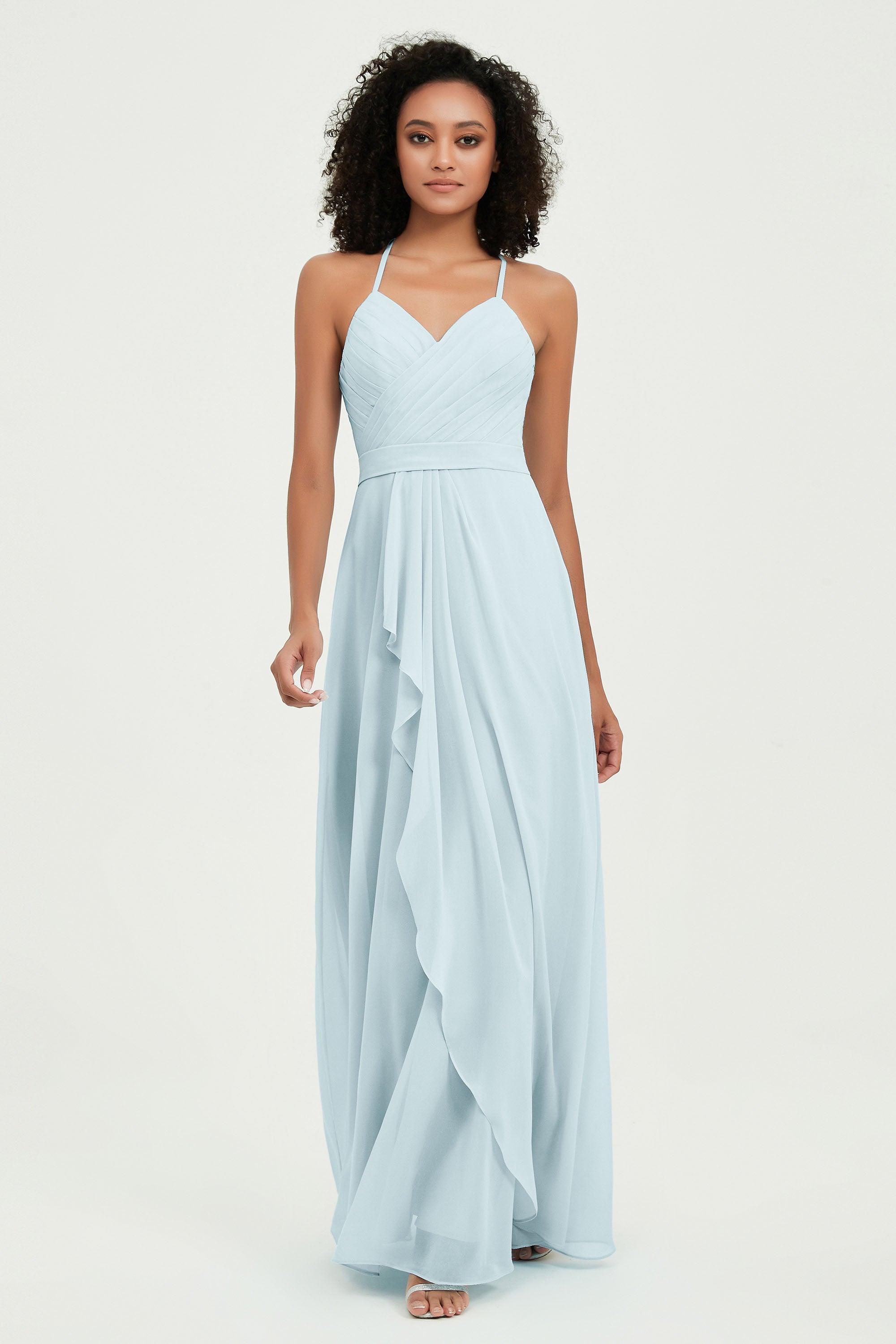 Halter Chiffon Simple Bridesmaid Dresses Formal Evening Party gowns Dress Sleeveless