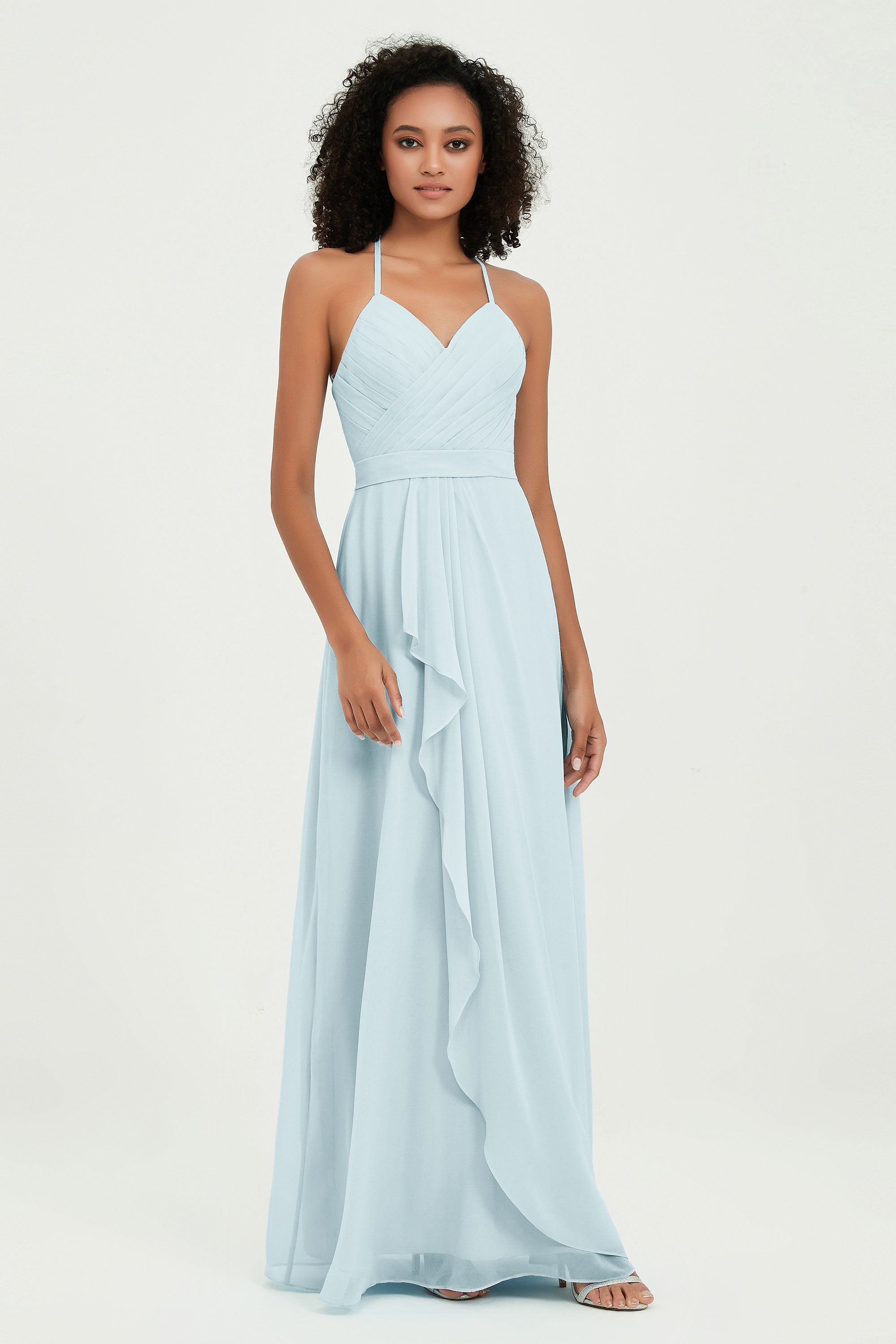 Halter Chiffon Simple Bridesmaid Dresses Formal Evening Party gowns Dress Sleeveless
