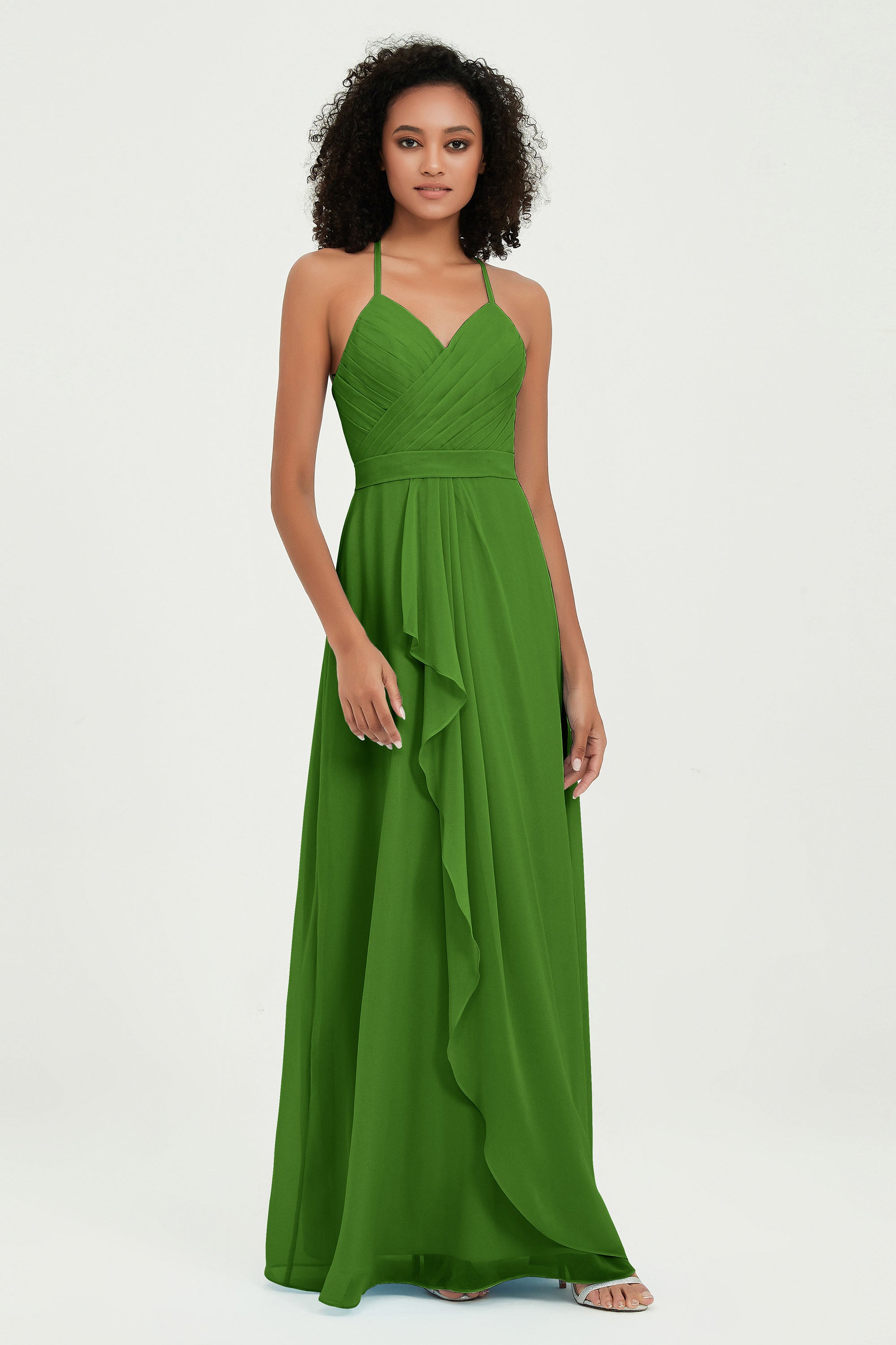 Halter Chiffon Simple Bridesmaid Dresses Formal Evening Party gowns Dress Sleeveless