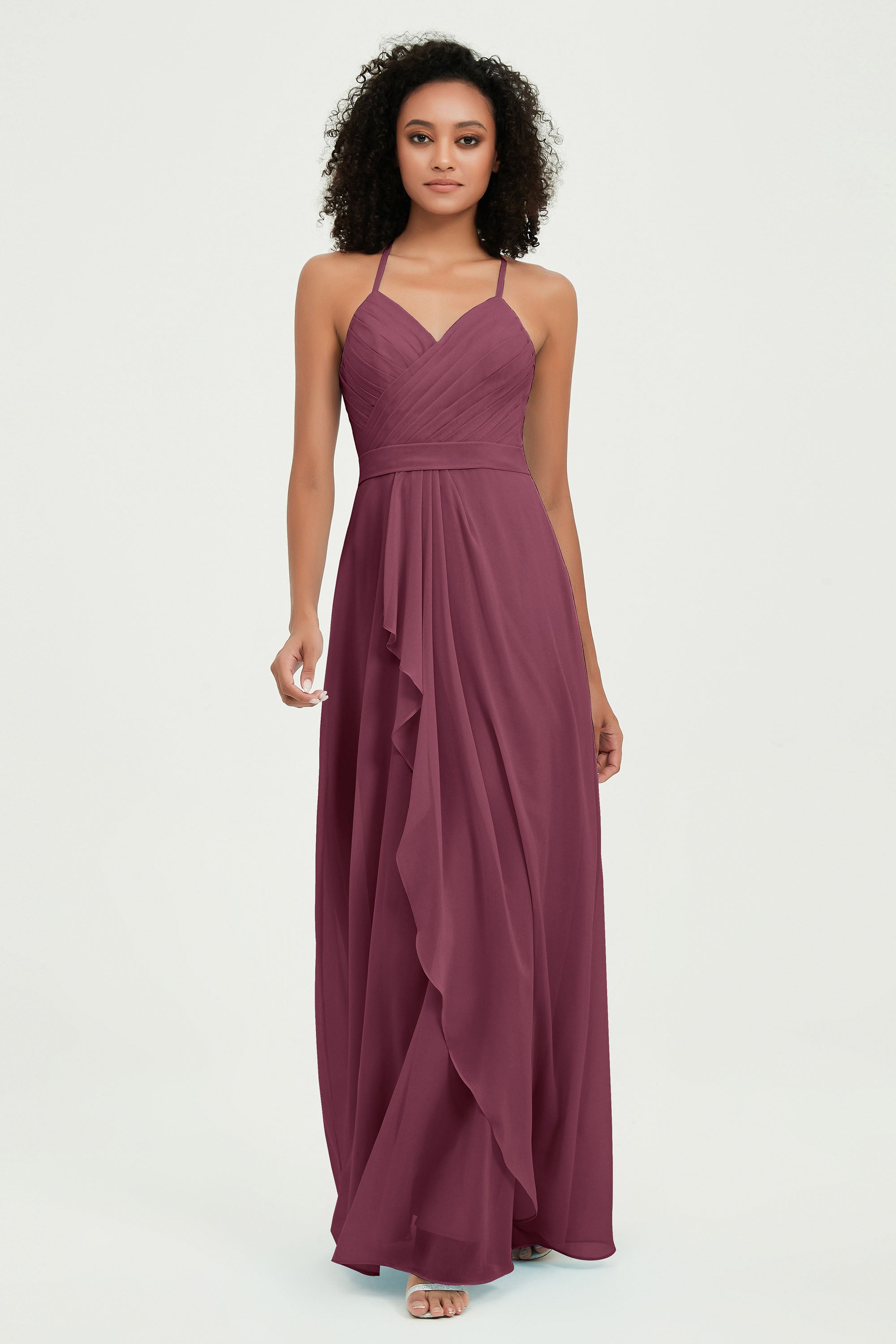 Halter Chiffon Simple Bridesmaid Dresses Formal Evening Party gowns Dress Sleeveless