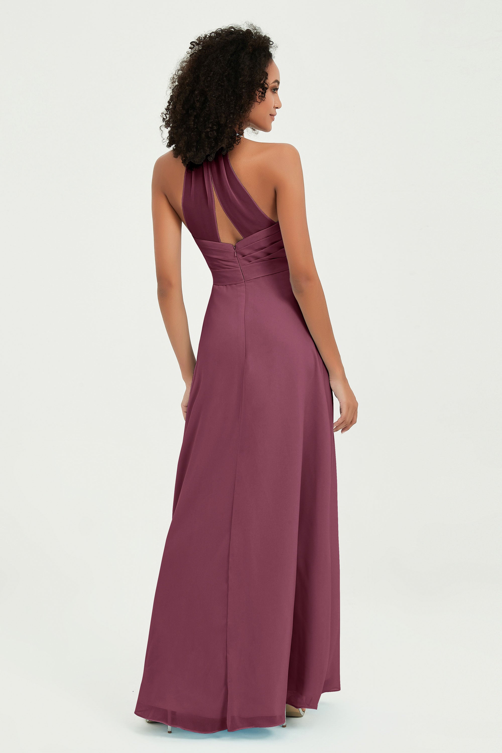 Halter Chiffon Simple Bridesmaid Dresses Formal Evening Party gowns Dress Sleeveless