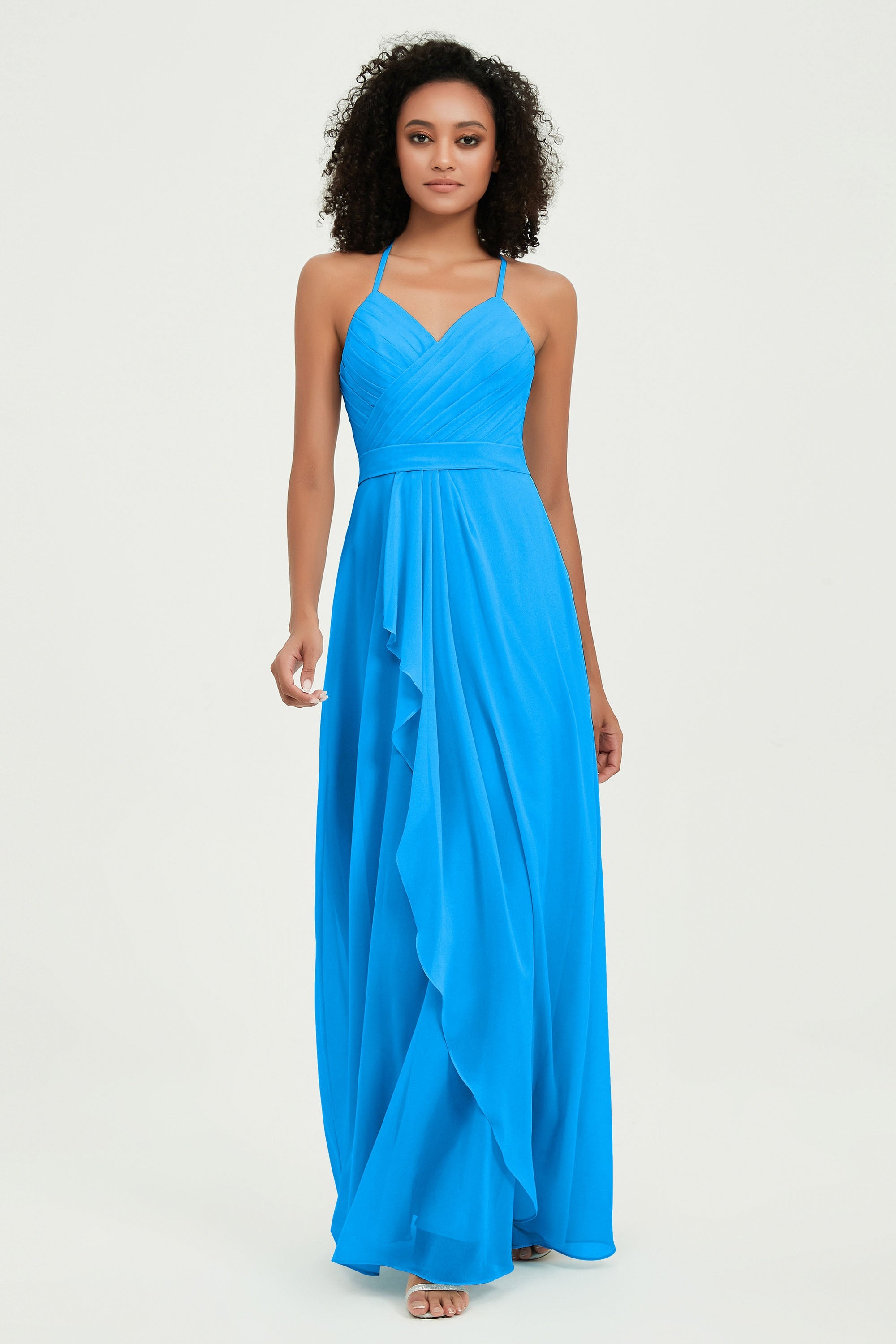 Halter Chiffon Simple Bridesmaid Dresses Formal Evening Party gowns Dress Sleeveless