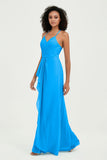 Halter Chiffon Simple Bridesmaid Dresses Formal Evening Party gowns Dress Sleeveless