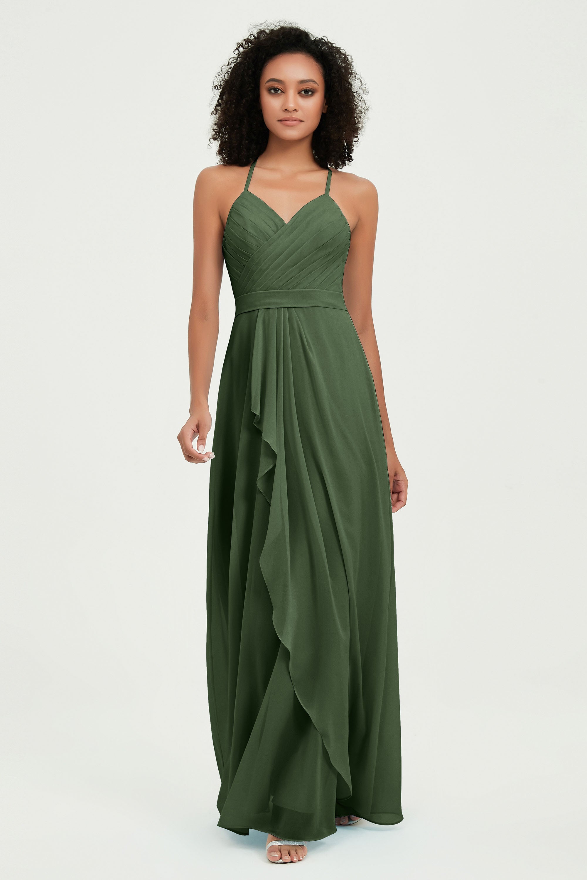 Halter Chiffon Simple Bridesmaid Dresses Formal Evening Party gowns Dress Sleeveless