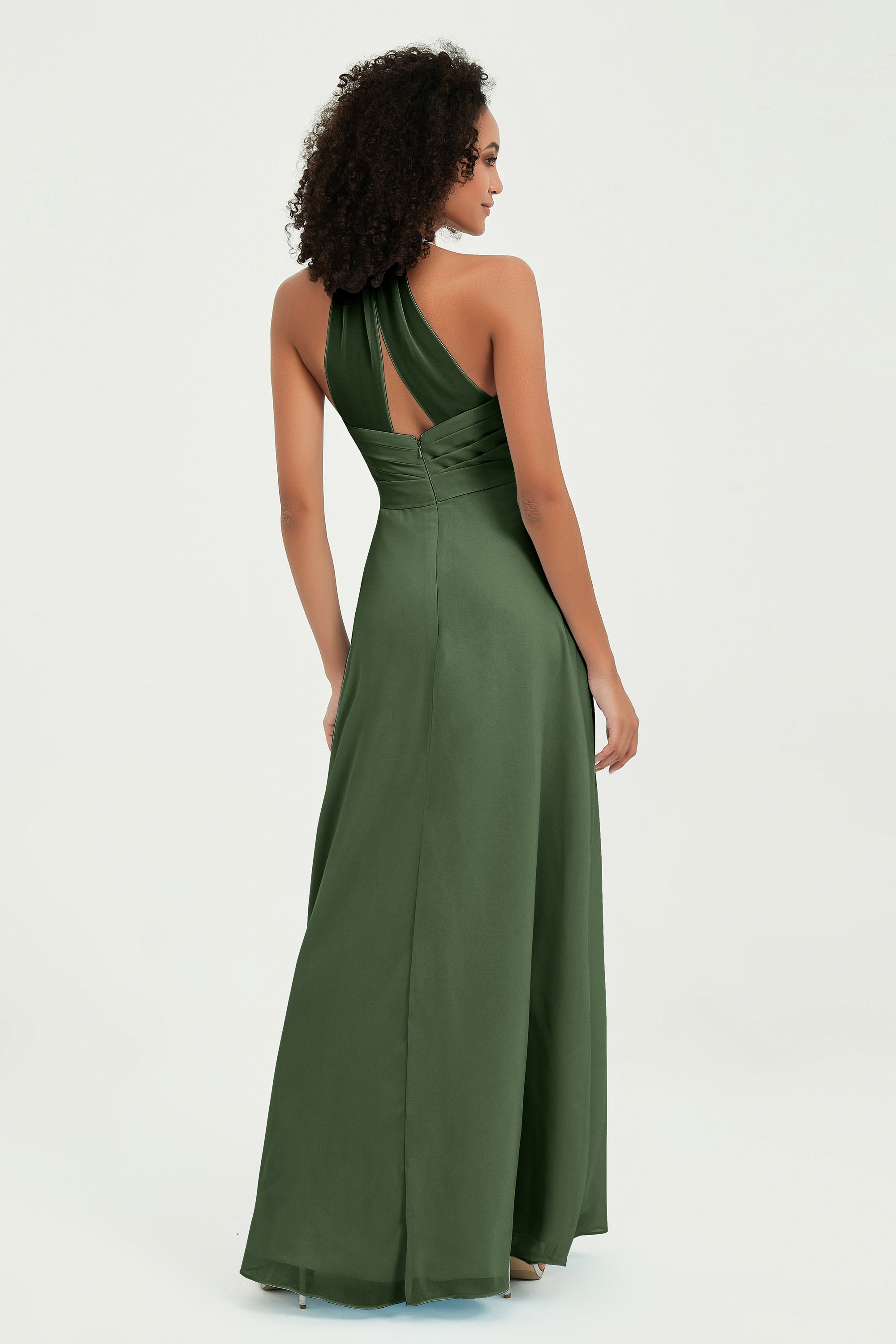 Halter Chiffon Simple Bridesmaid Dresses Formal Evening Party gowns Dress Sleeveless