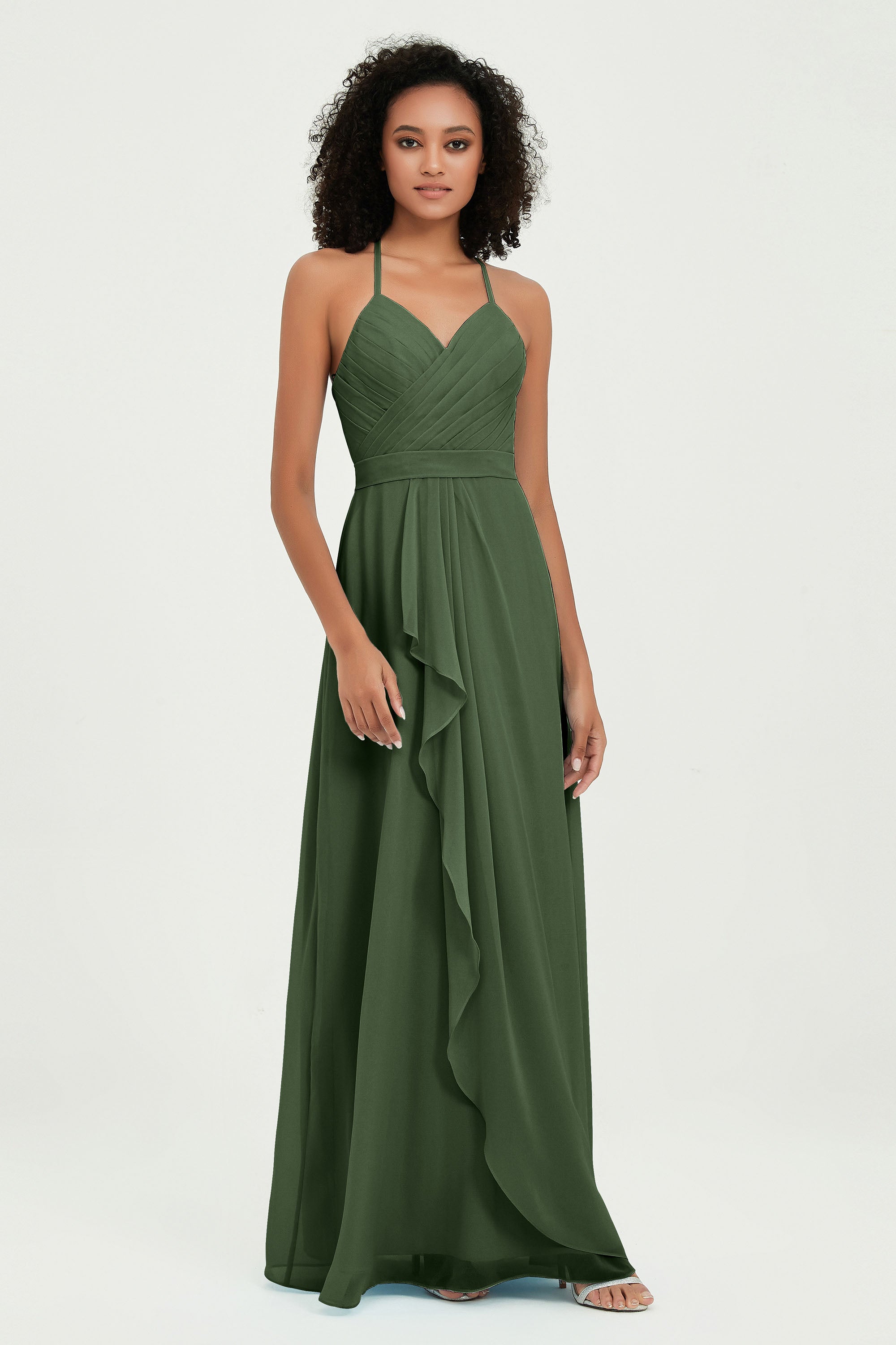 Halter Chiffon Simple Bridesmaid Dresses Formal Evening Party gowns Dress Sleeveless