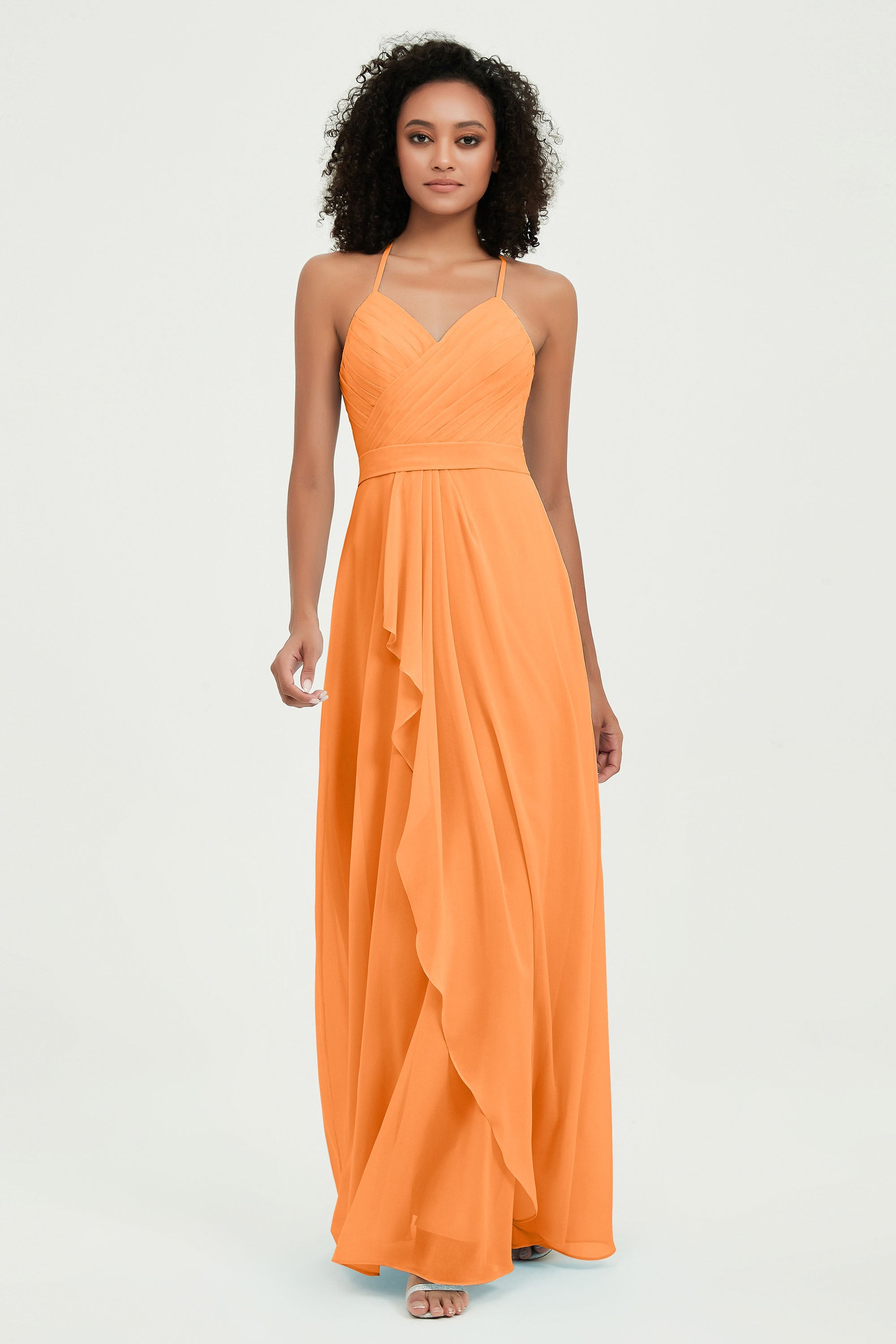 Halter Chiffon Simple Bridesmaid Dresses Formal Evening Party gowns Dress Sleeveless