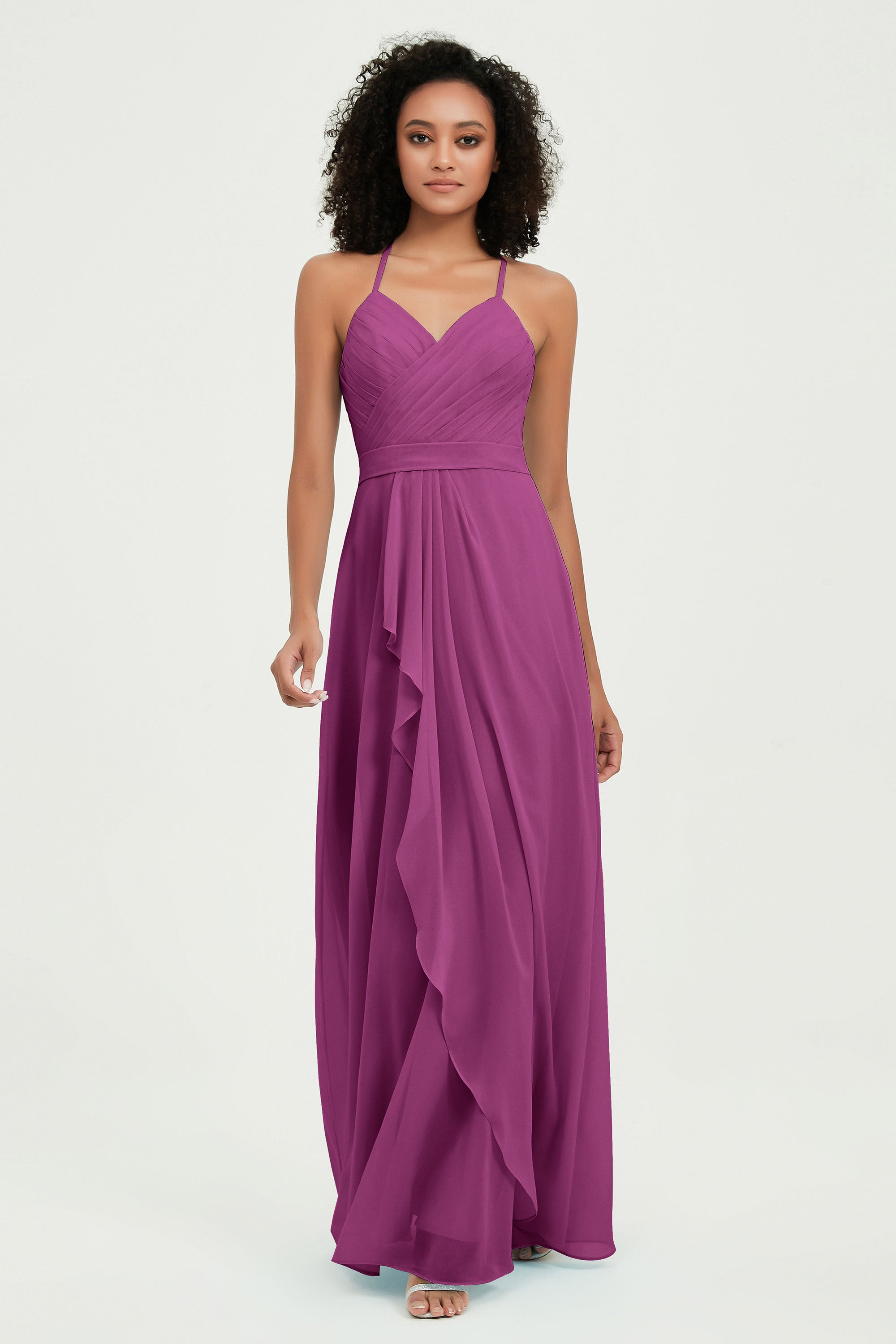 Halter Chiffon Simple Bridesmaid Dresses Formal Evening Party gowns Dress Sleeveless
