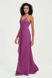 Halter Chiffon Simple Bridesmaid Dresses Formal Evening Party gowns Dress Sleeveless