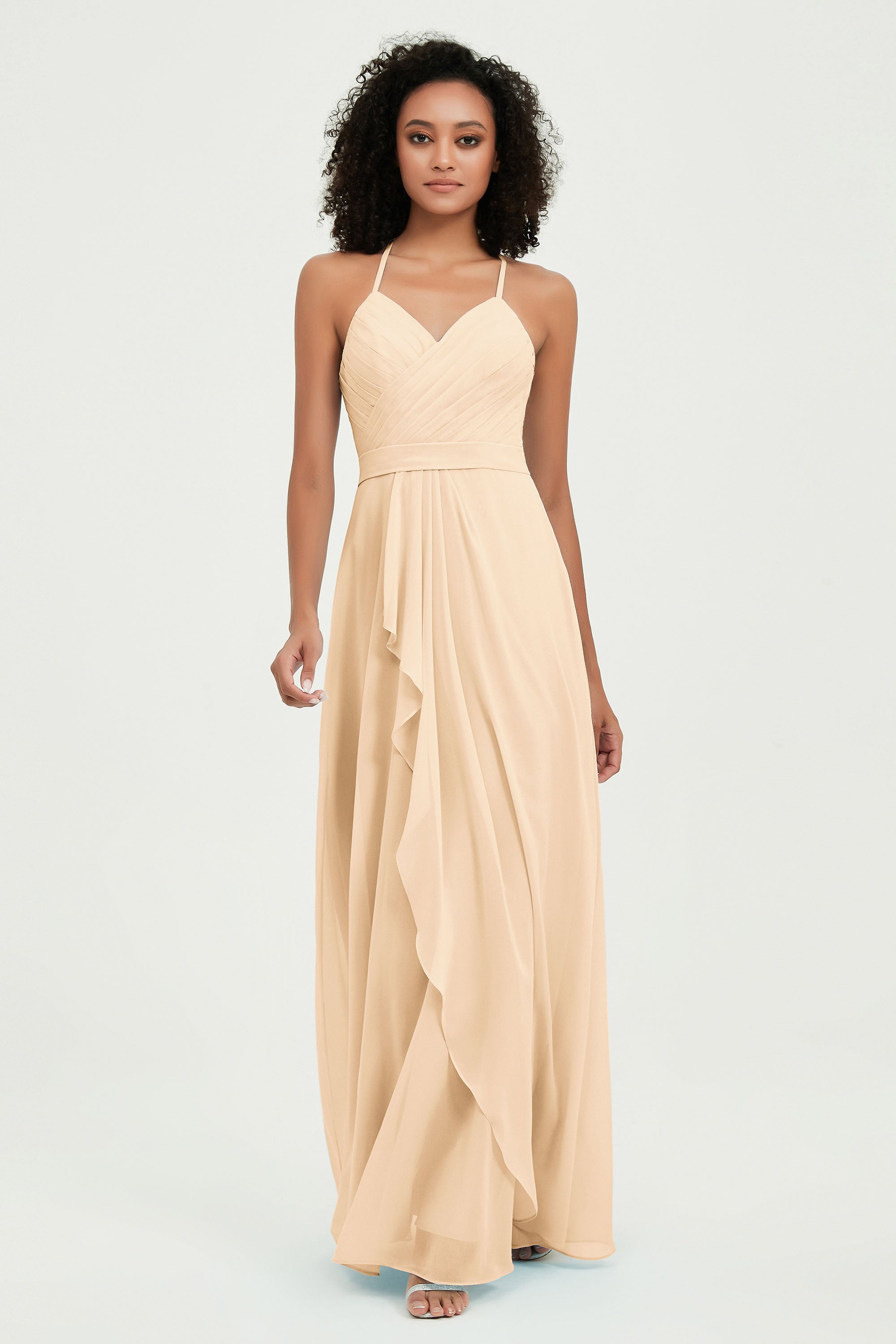 Halter Chiffon Simple Bridesmaid Dresses Formal Evening Party gowns Dress Sleeveless