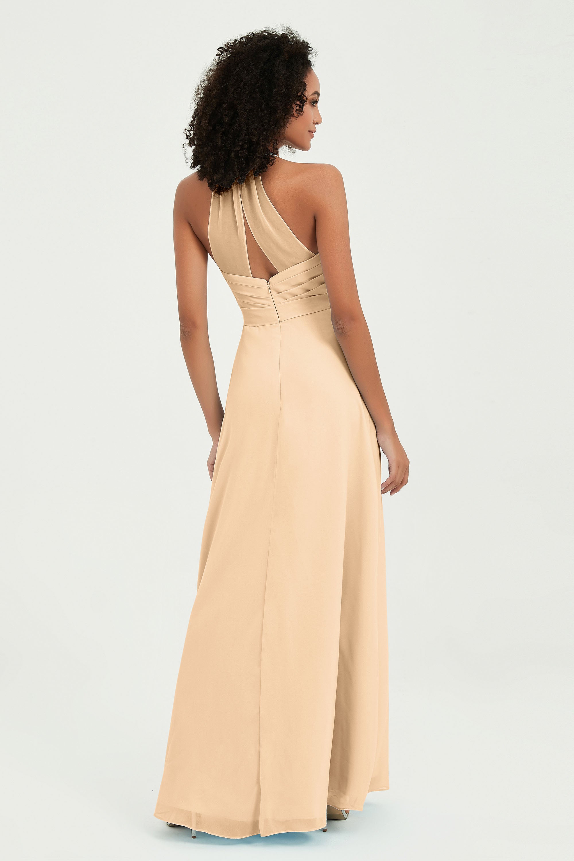 Halter Chiffon Simple Bridesmaid Dresses Formal Evening Party gowns Dress Sleeveless
