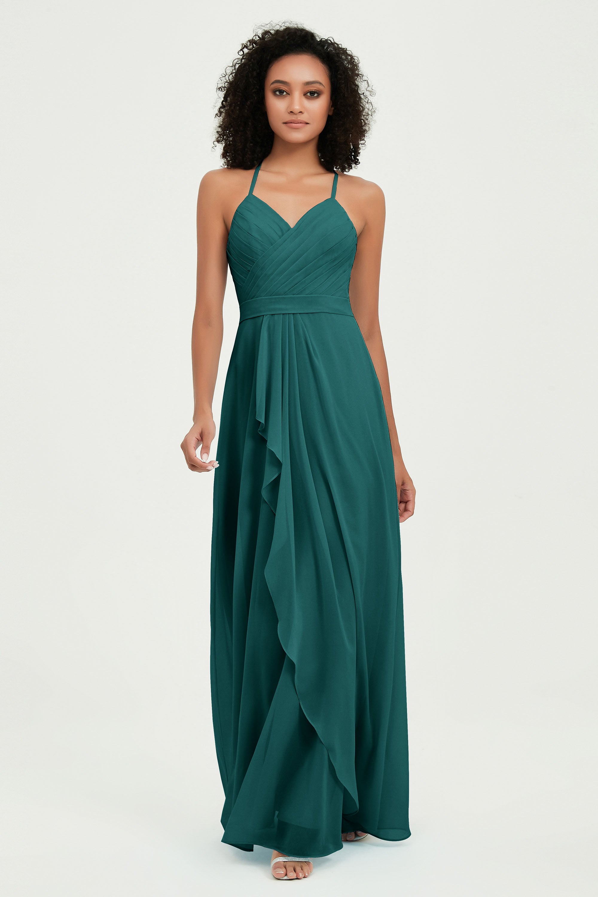 Halter Chiffon Simple Bridesmaid Dresses Formal Evening Party gowns Dress Sleeveless