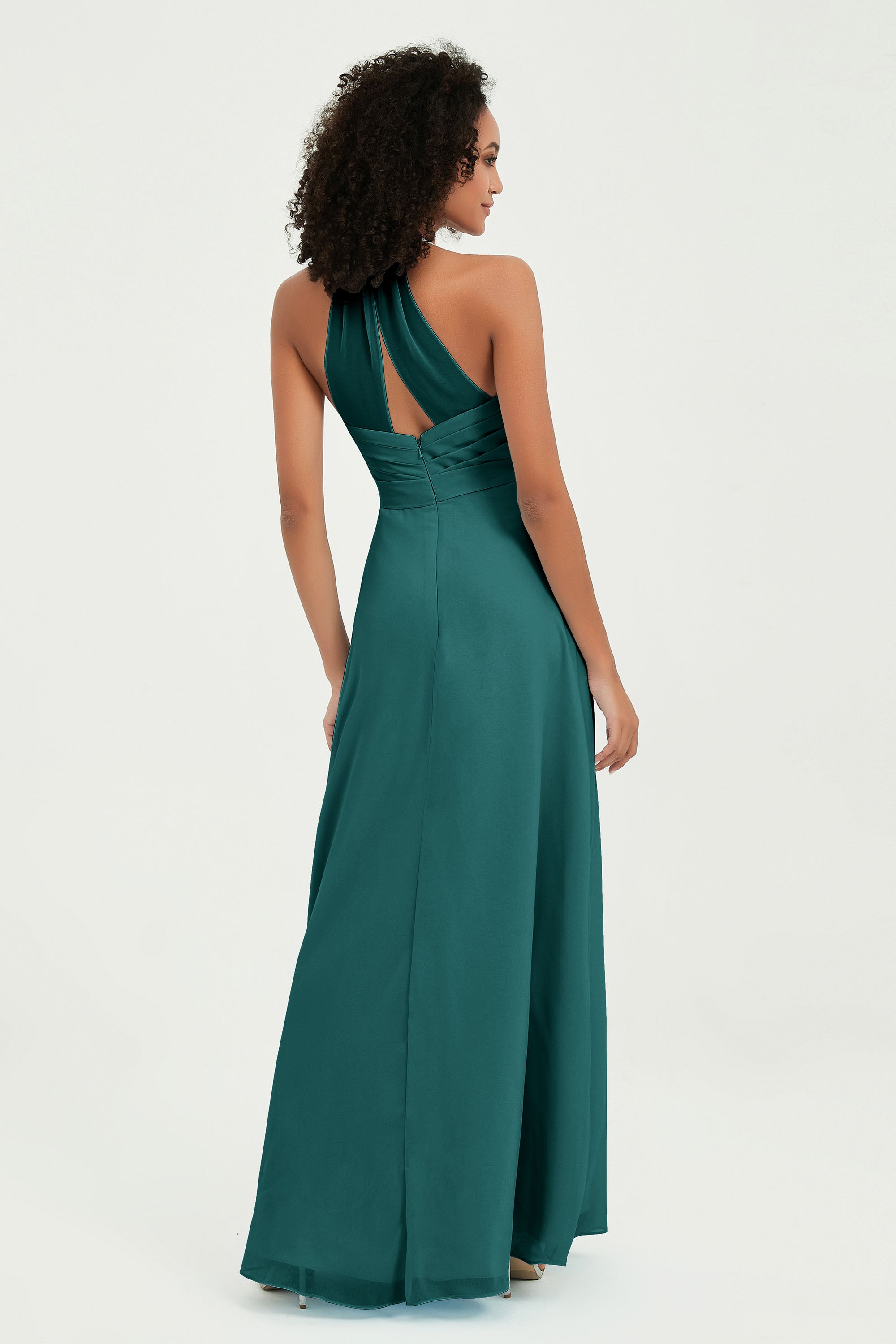 Halter Chiffon Simple Bridesmaid Dresses Formal Evening Party gowns Dress Sleeveless