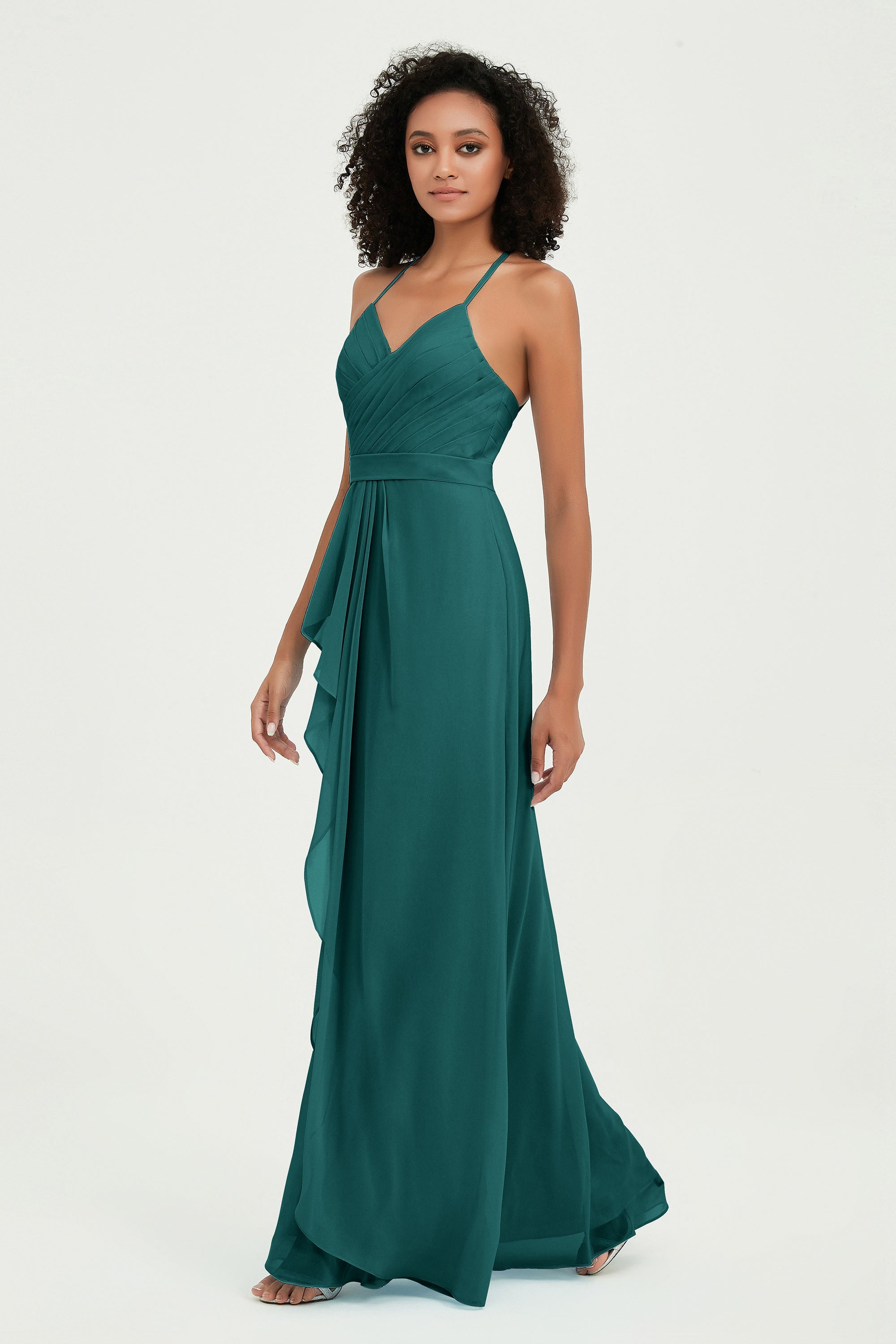 Halter Chiffon Simple Bridesmaid Dresses Formal Evening Party gowns Dress Sleeveless