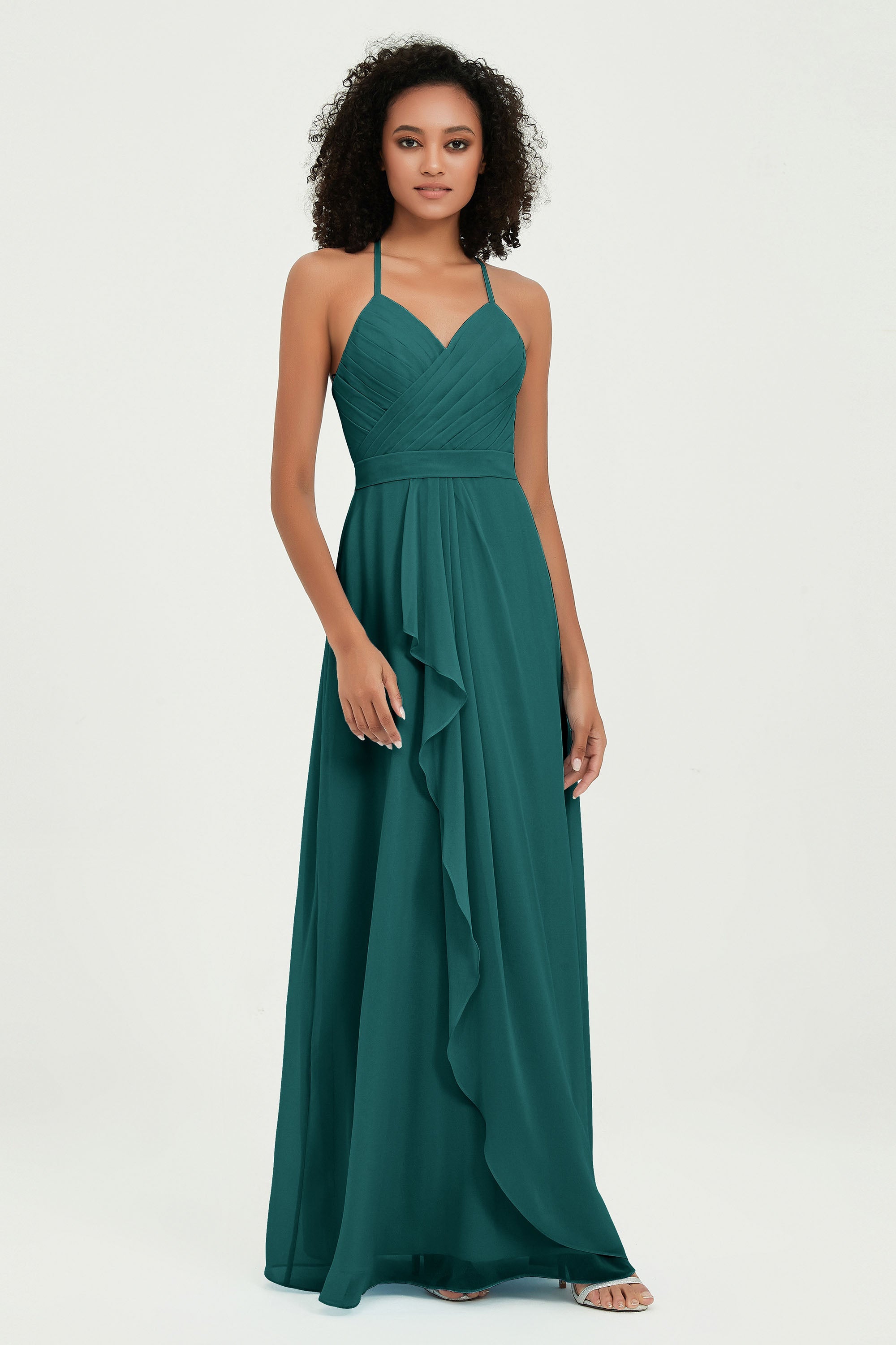 Halter Chiffon Simple Bridesmaid Dresses Formal Evening Party gowns Dress Sleeveless