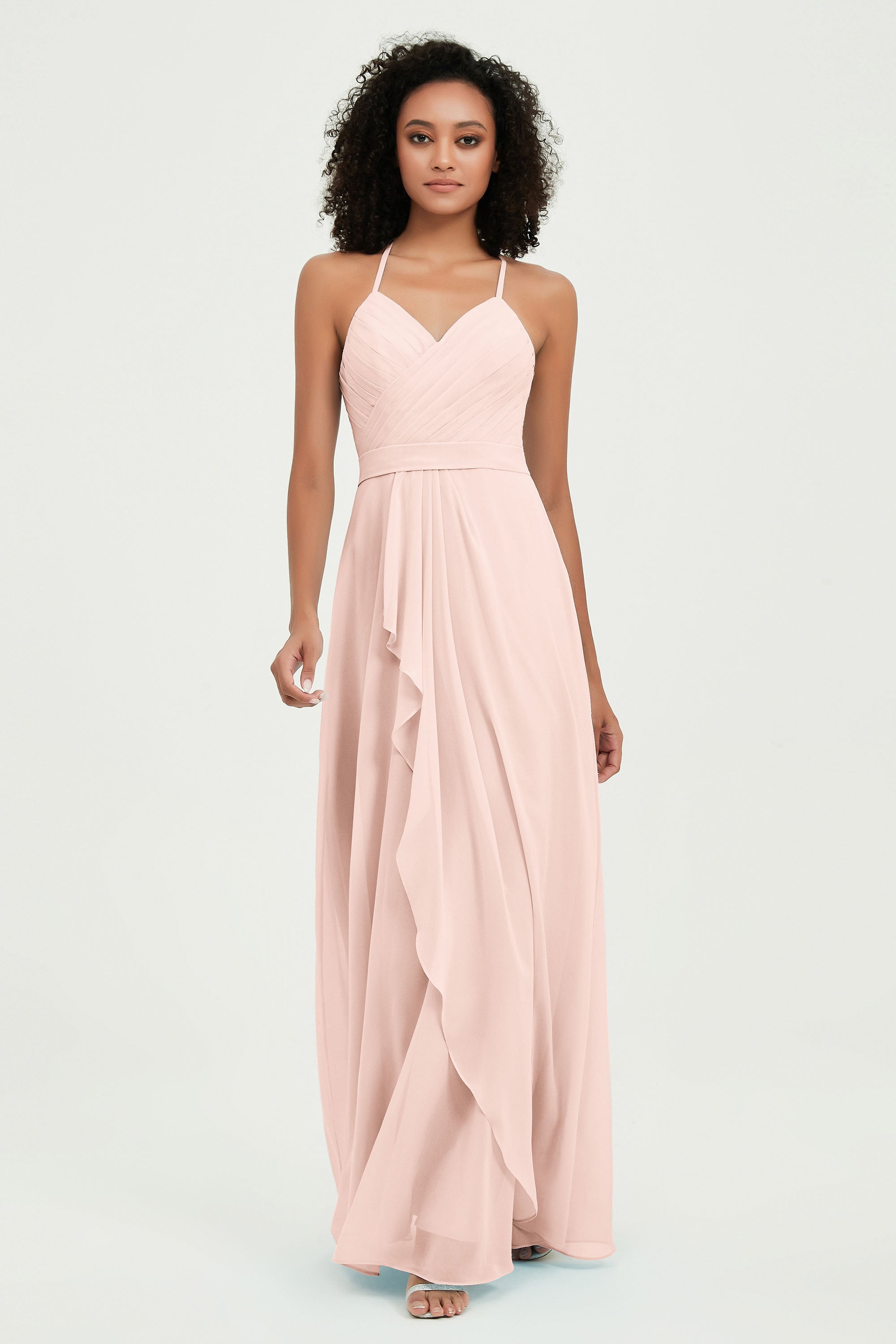 Halter Chiffon Simple Bridesmaid Dresses Formal Evening Party gowns Dress Sleeveless