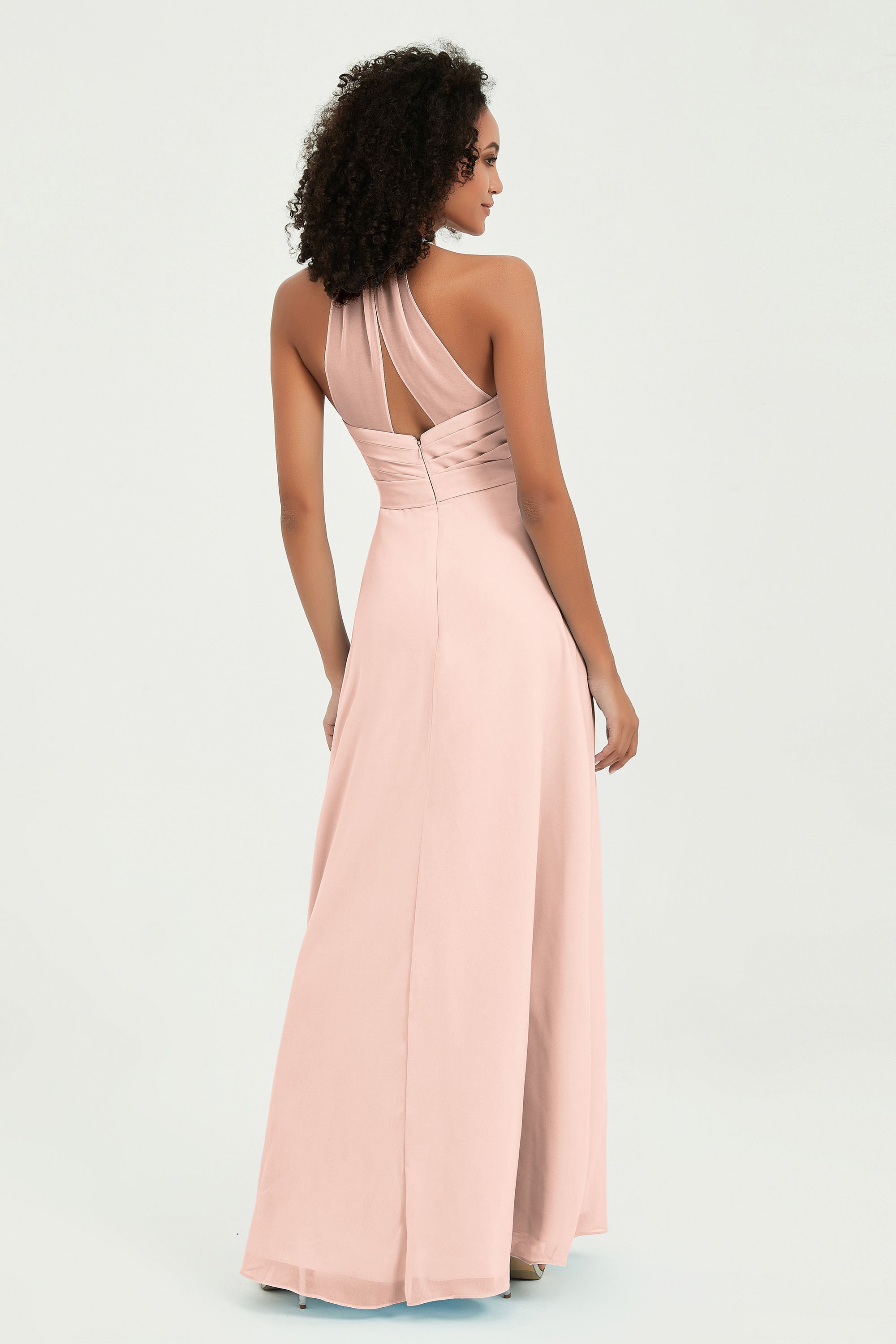 Halter Chiffon Simple Bridesmaid Dresses Formal Evening Party gowns Dress Sleeveless