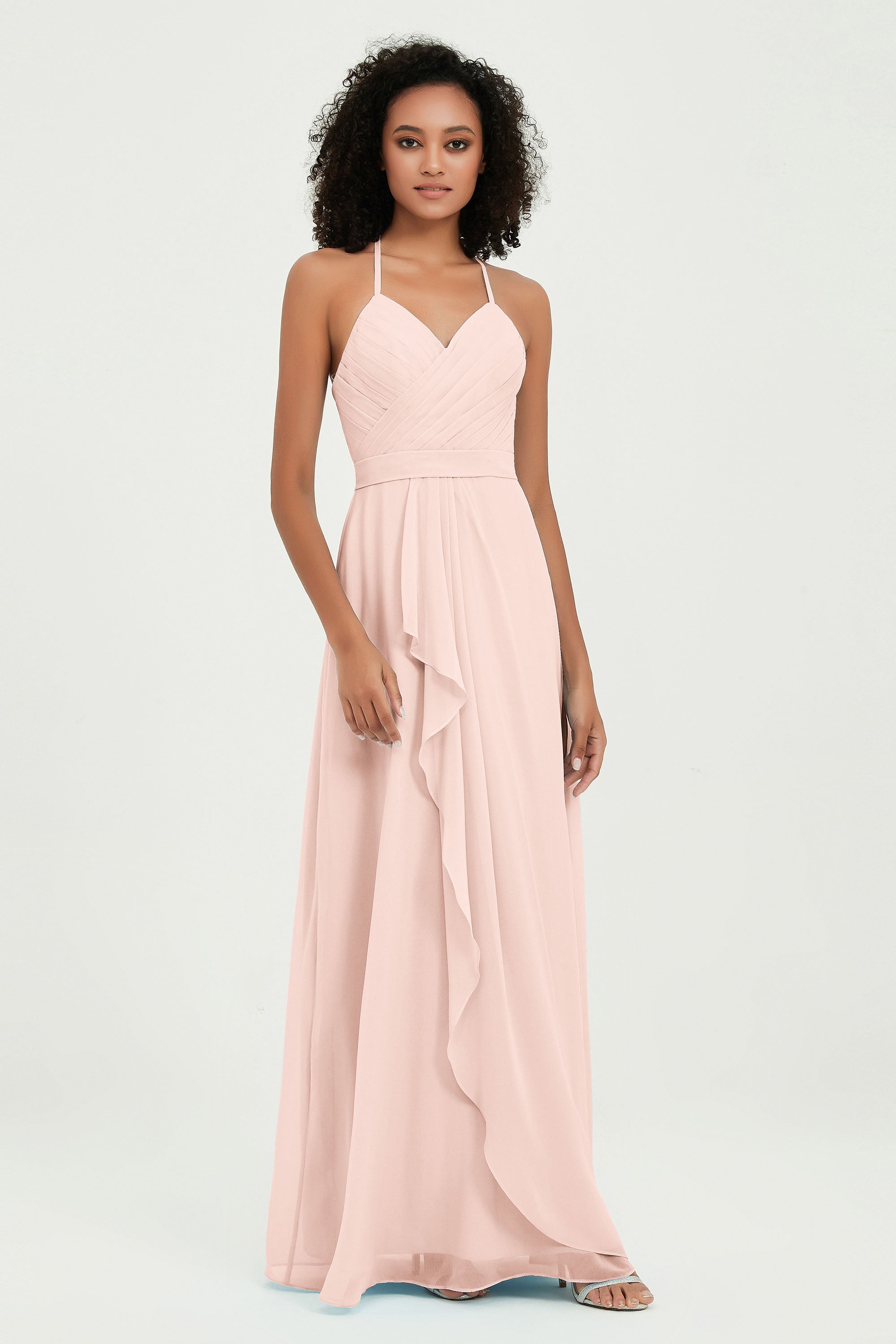 Halter Chiffon Simple Bridesmaid Dresses Formal Evening Party gowns Dress Sleeveless