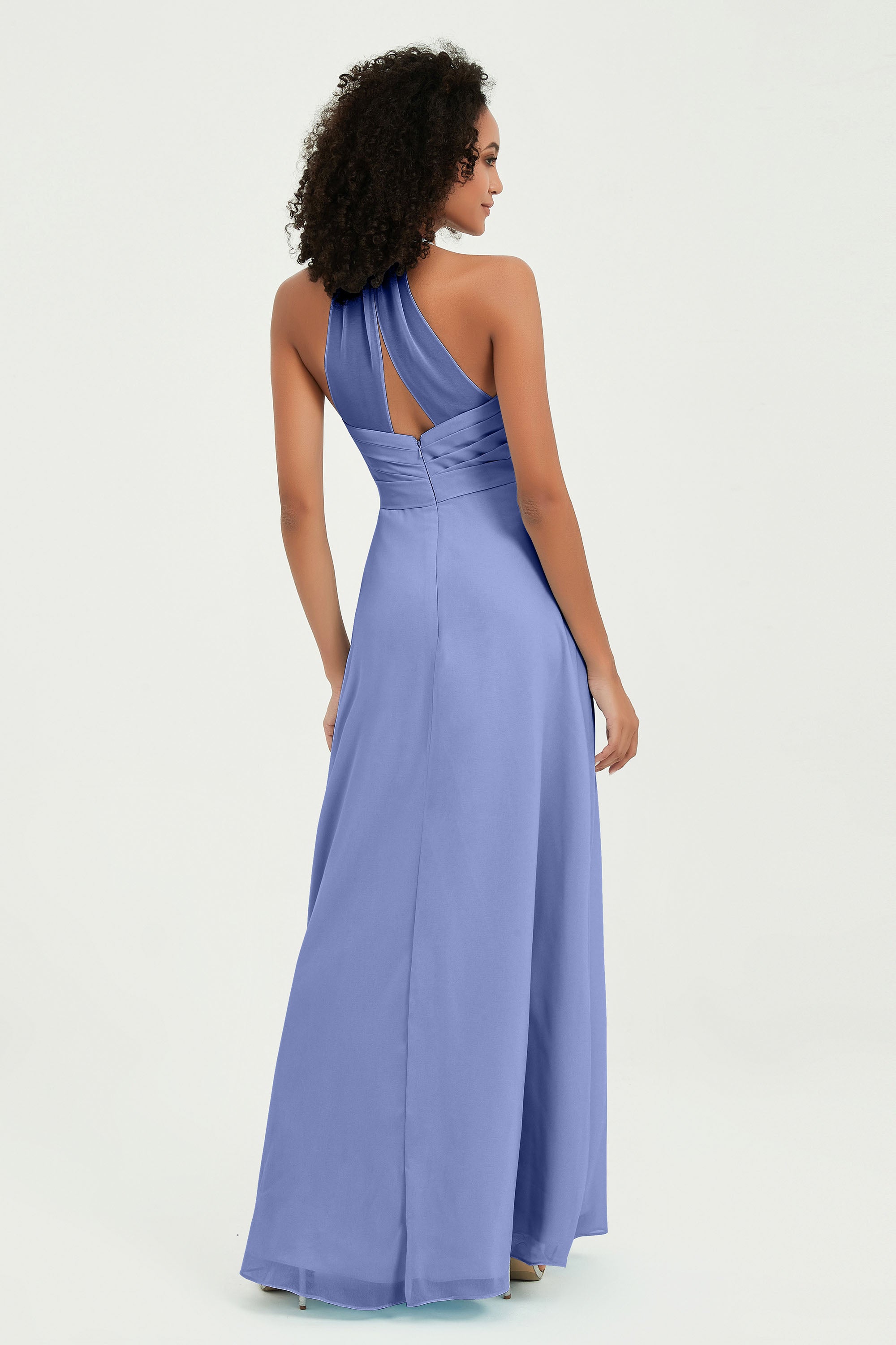 Halter Chiffon Simple Bridesmaid Dresses Formal Evening Party gowns Dress Sleeveless