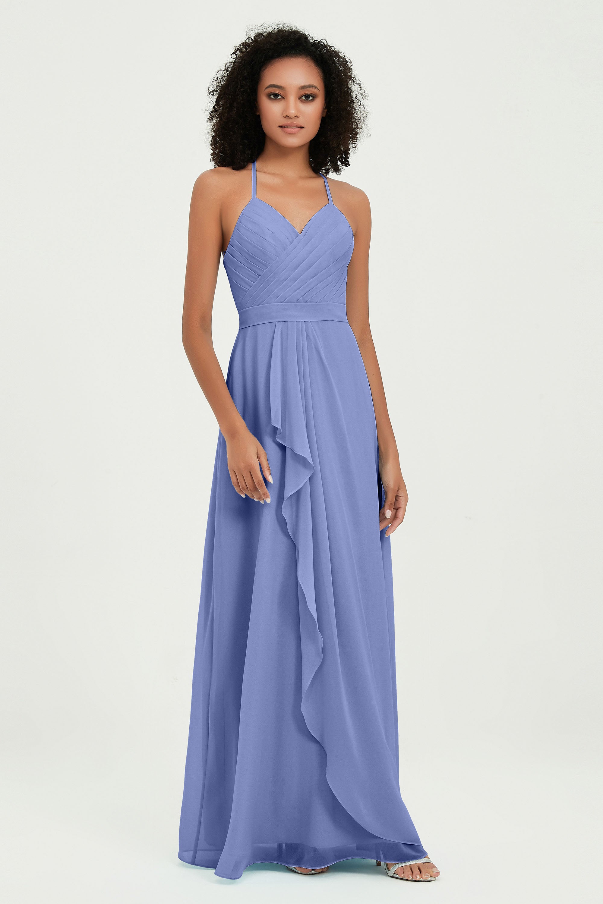 Halter Chiffon Simple Bridesmaid Dresses Formal Evening Party gowns Dress Sleeveless