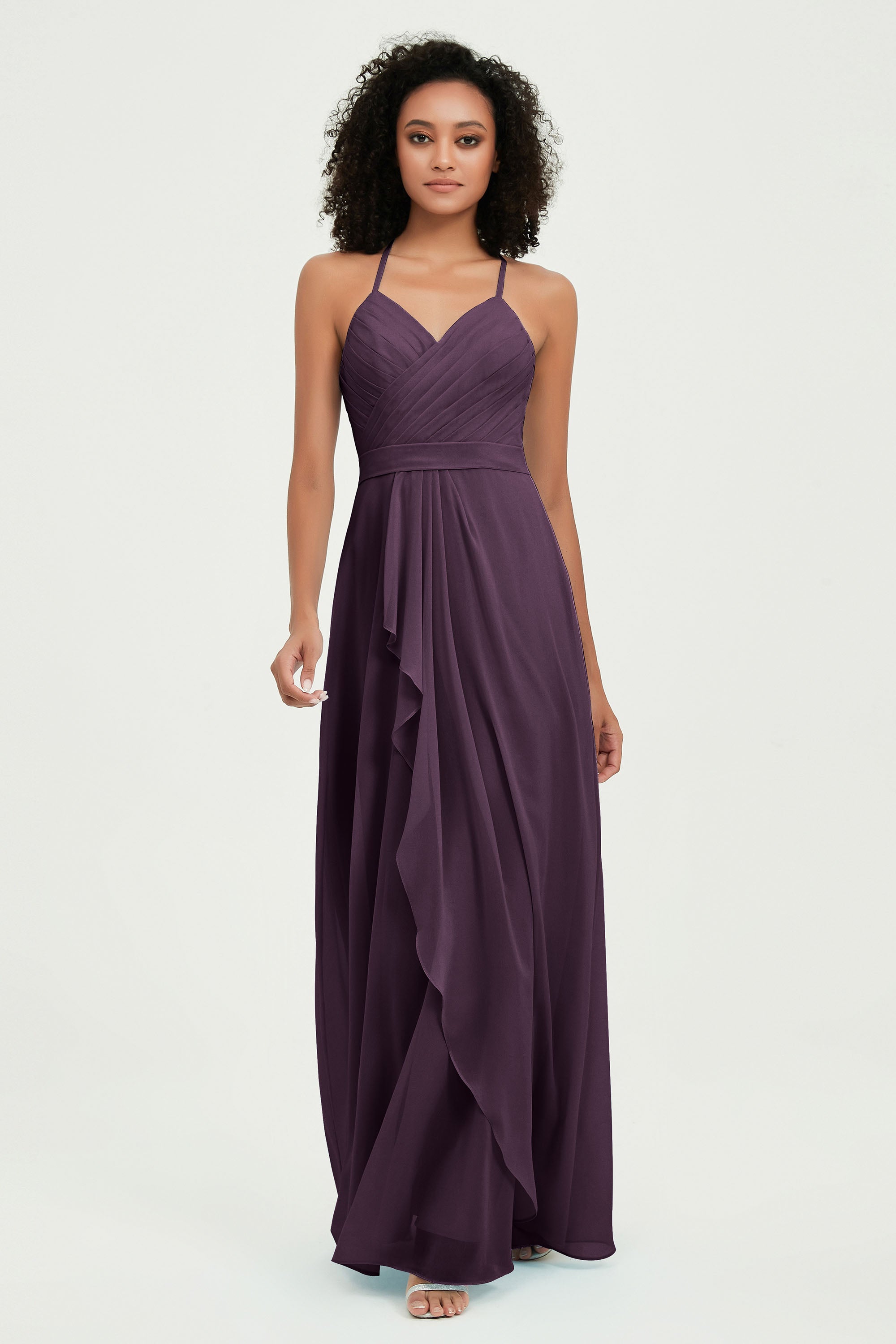 Halter Chiffon Simple Bridesmaid Dresses Formal Evening Party gowns Dress Sleeveless