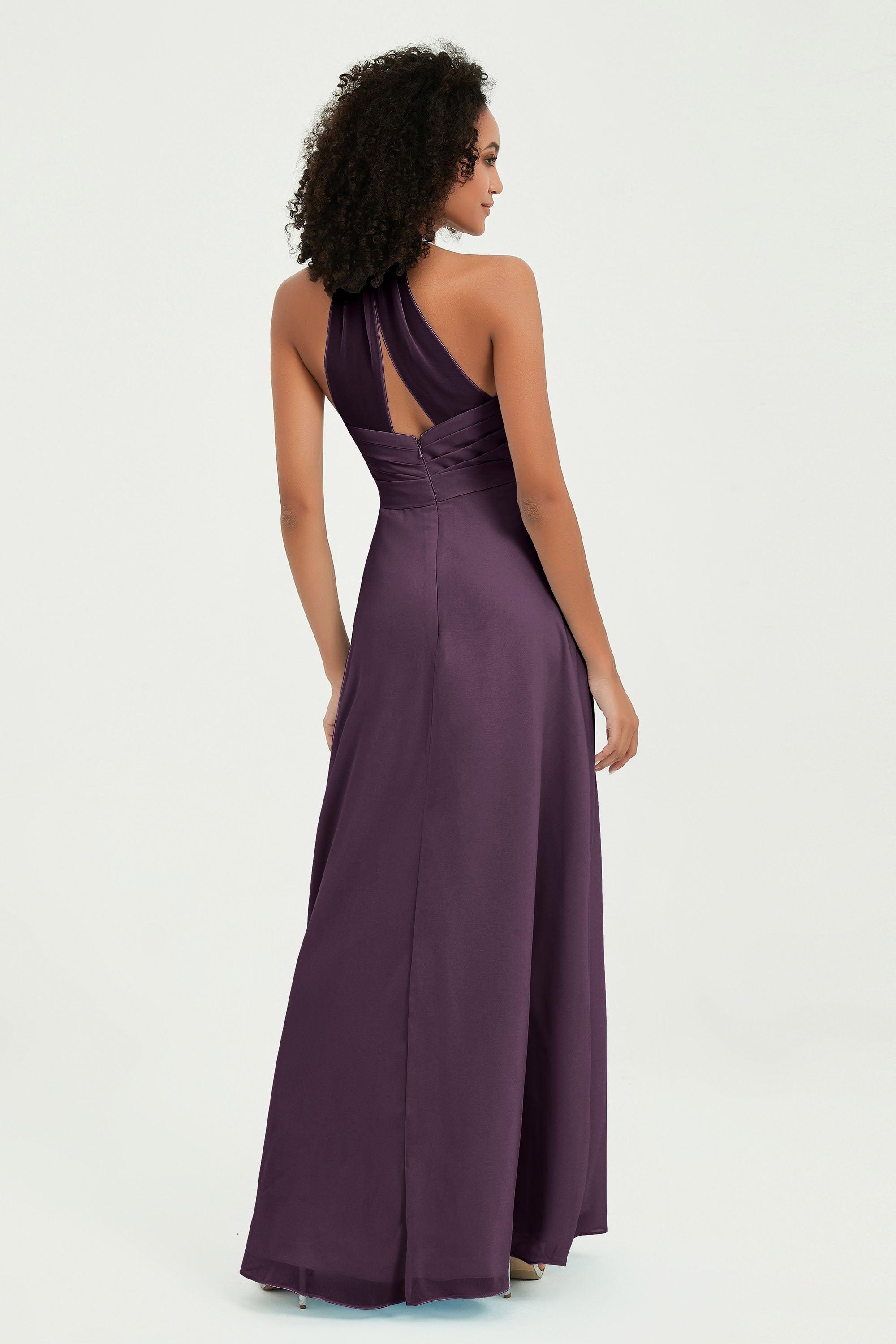 Halter Chiffon Simple Bridesmaid Dresses Formal Evening Party gowns Dress Sleeveless