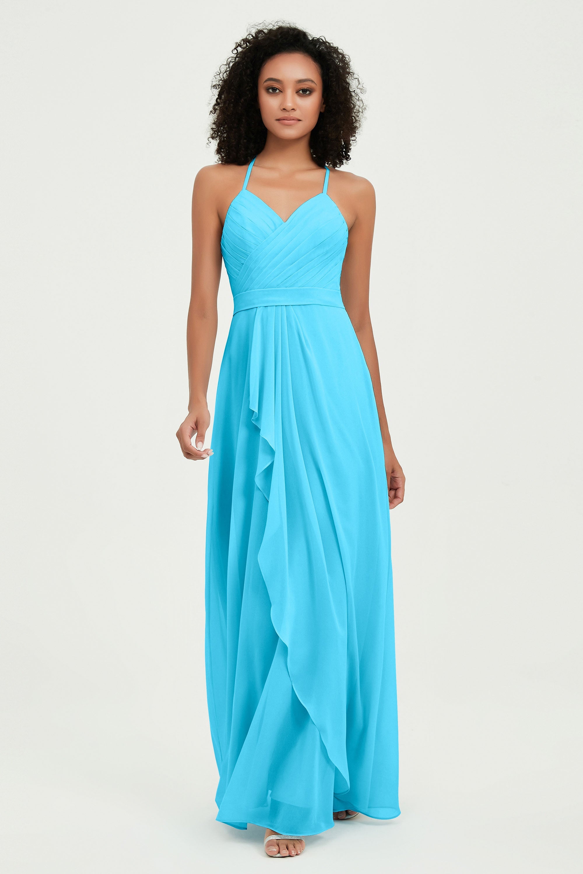 Halter Chiffon Simple Bridesmaid Dresses Formal Evening Party gowns Dress Sleeveless