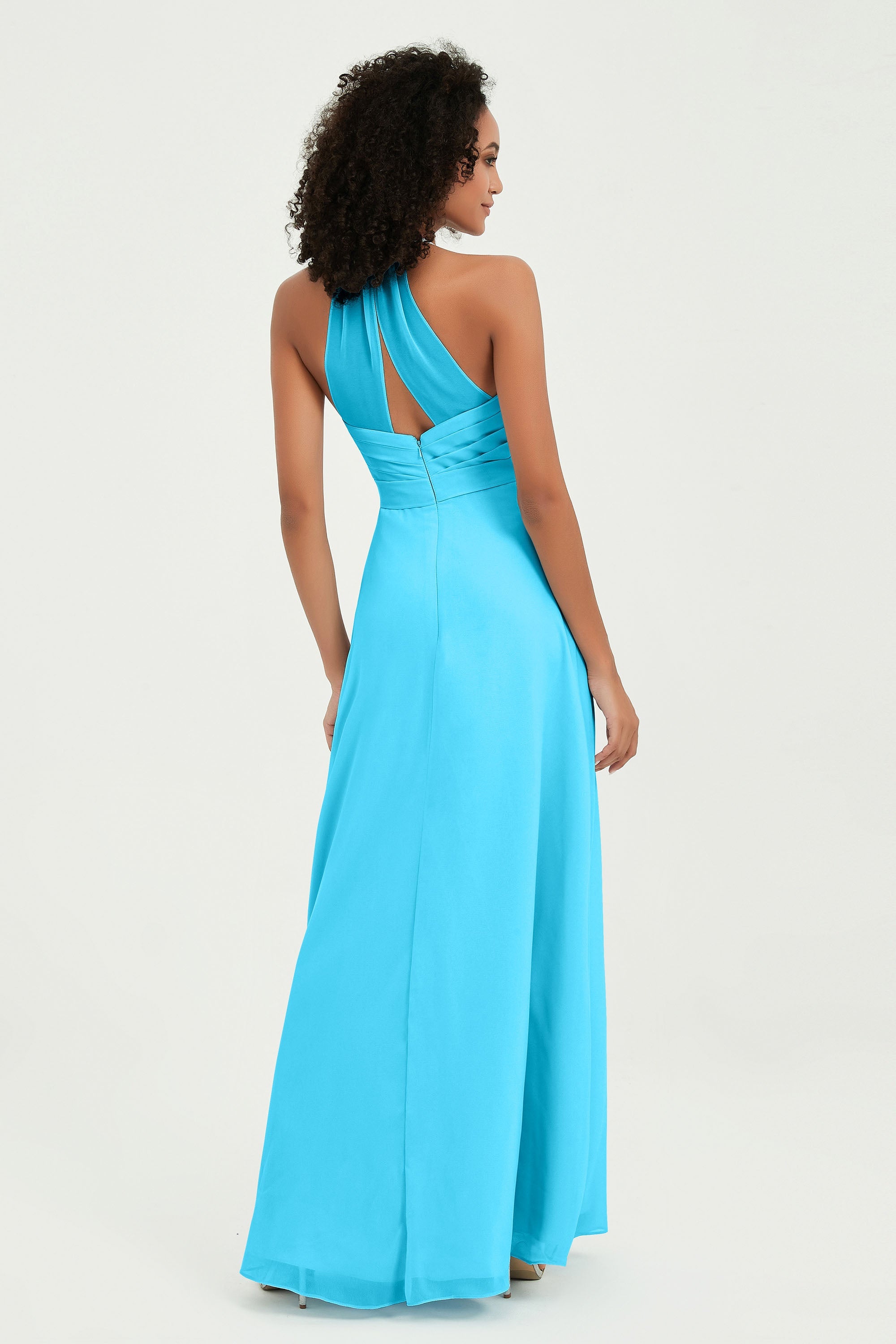 Halter Chiffon Simple Bridesmaid Dresses Formal Evening Party gowns Dress Sleeveless