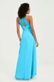 Halter Chiffon Simple Bridesmaid Dresses Formal Evening Party gowns Dress Sleeveless