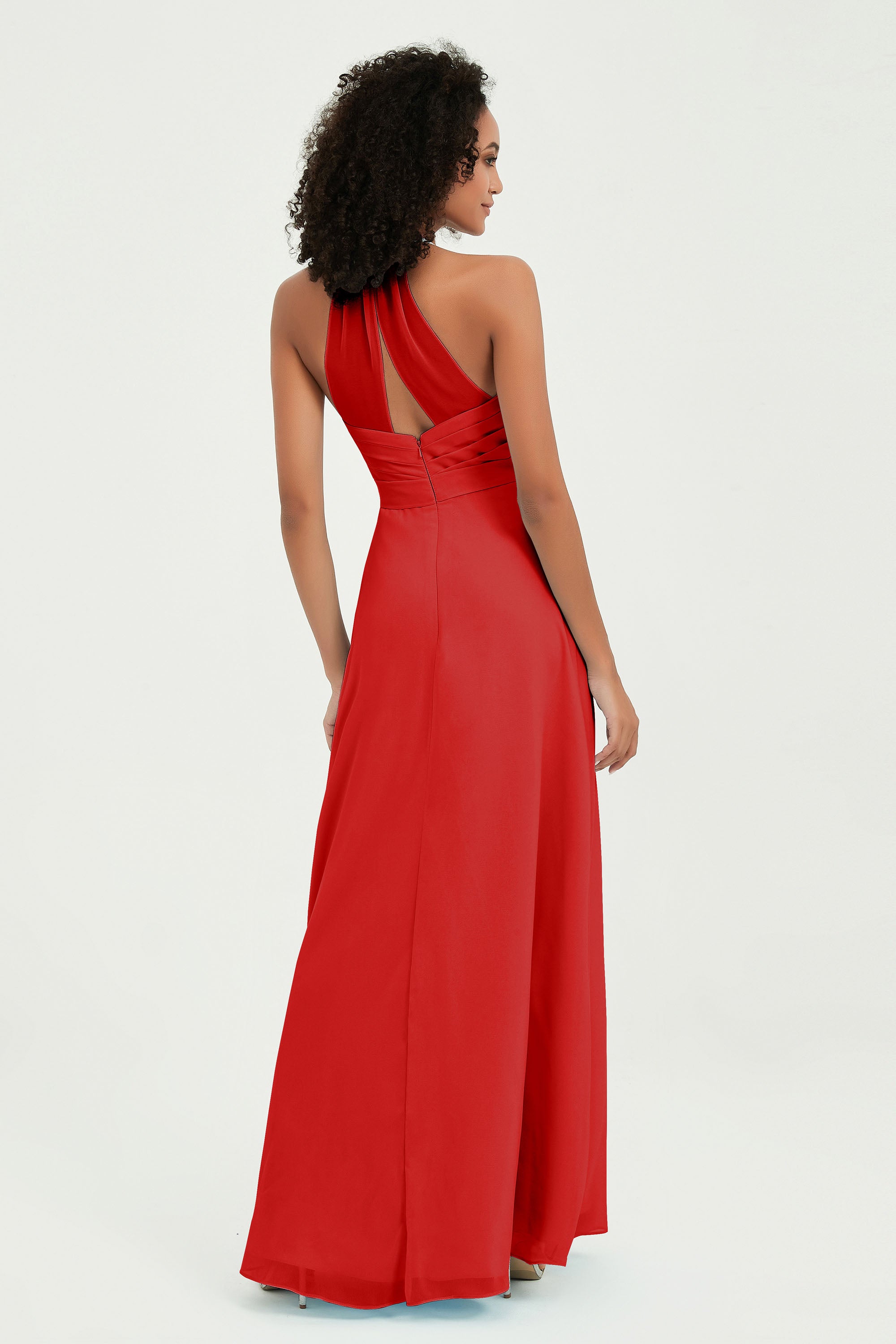 Halter Chiffon Simple Bridesmaid Dresses Formal Evening Party gowns Dress Sleeveless