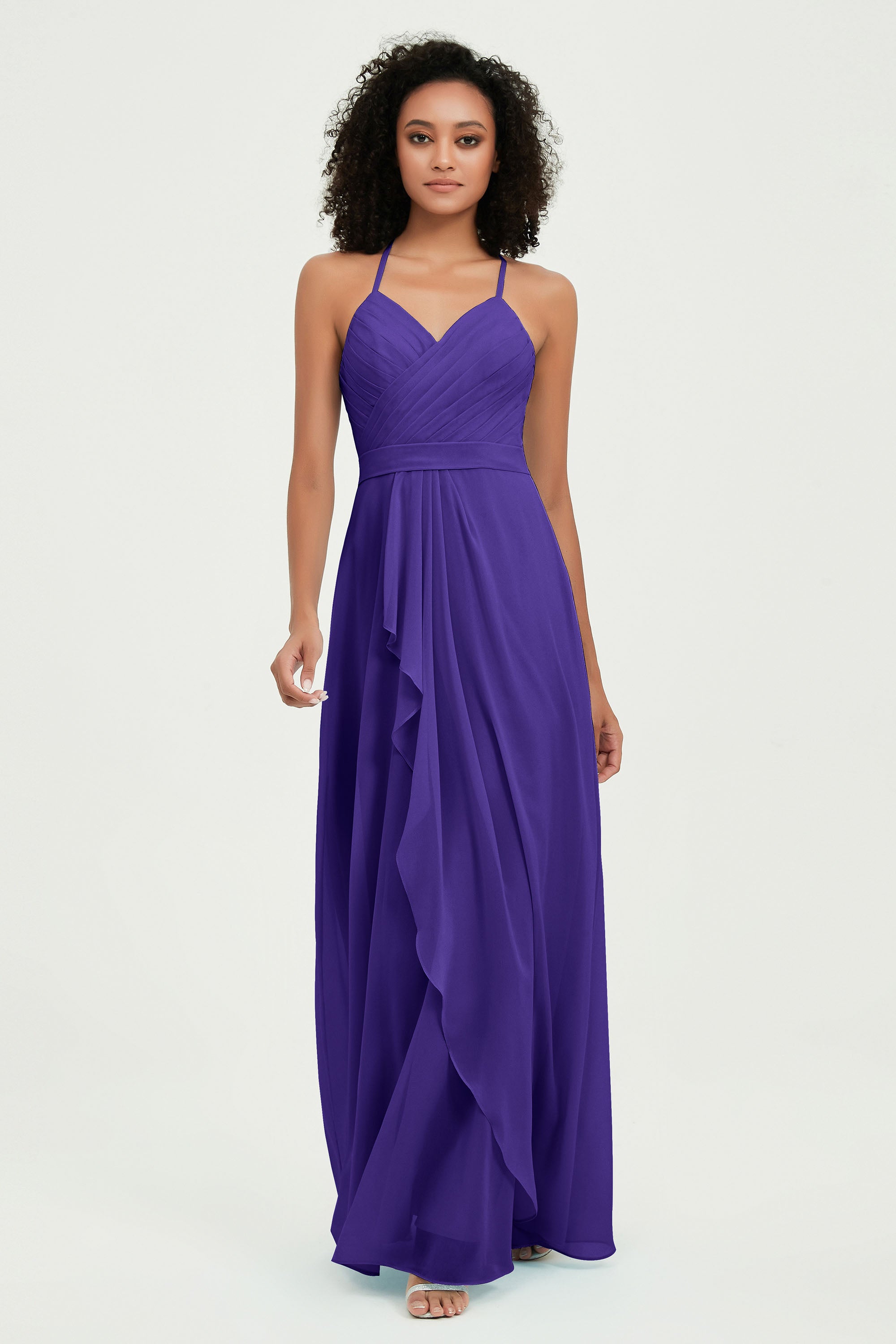Halter Chiffon Simple Bridesmaid Dresses Formal Evening Party gowns Dress Sleeveless