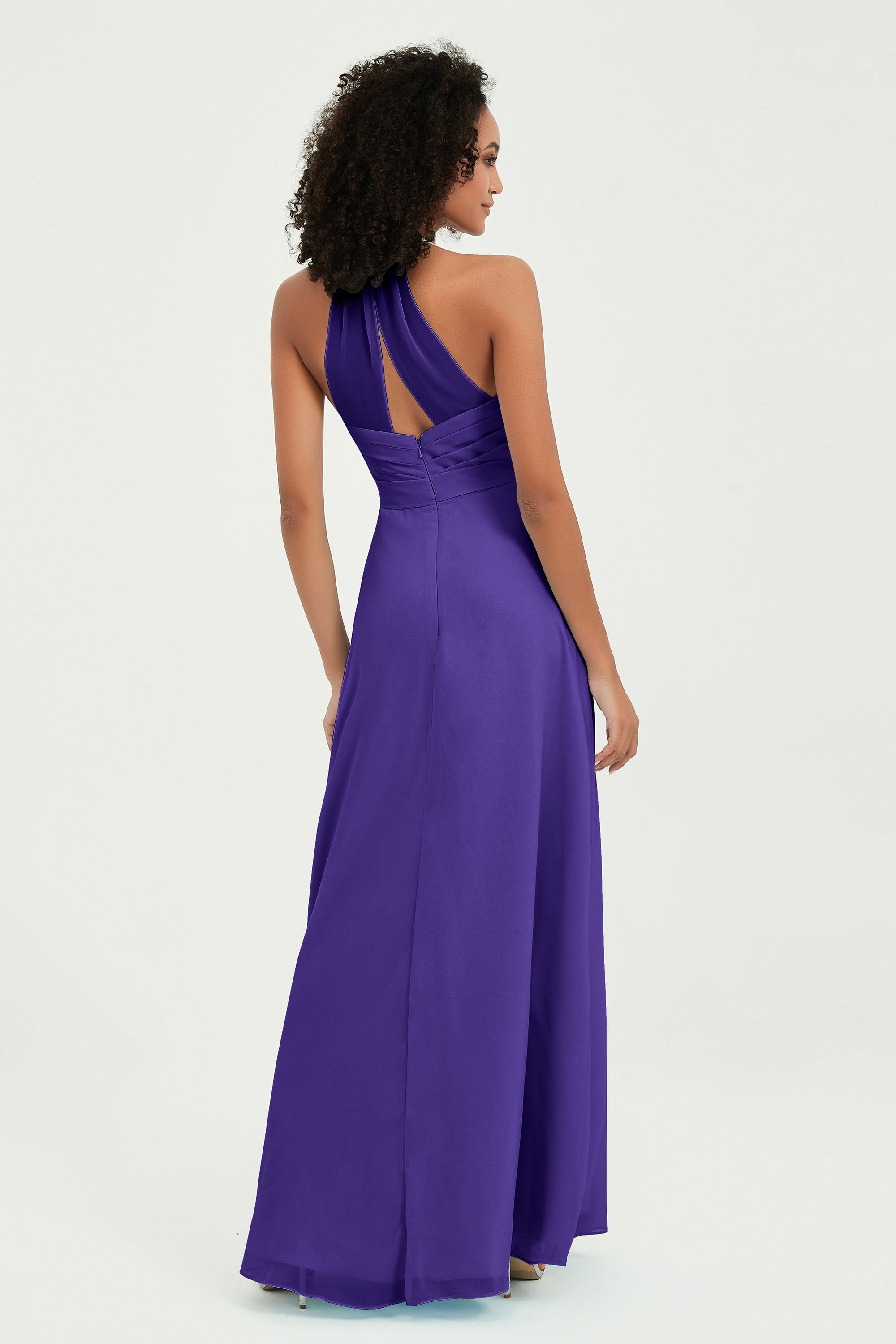Halter Chiffon Simple Bridesmaid Dresses Formal Evening Party gowns Dress Sleeveless