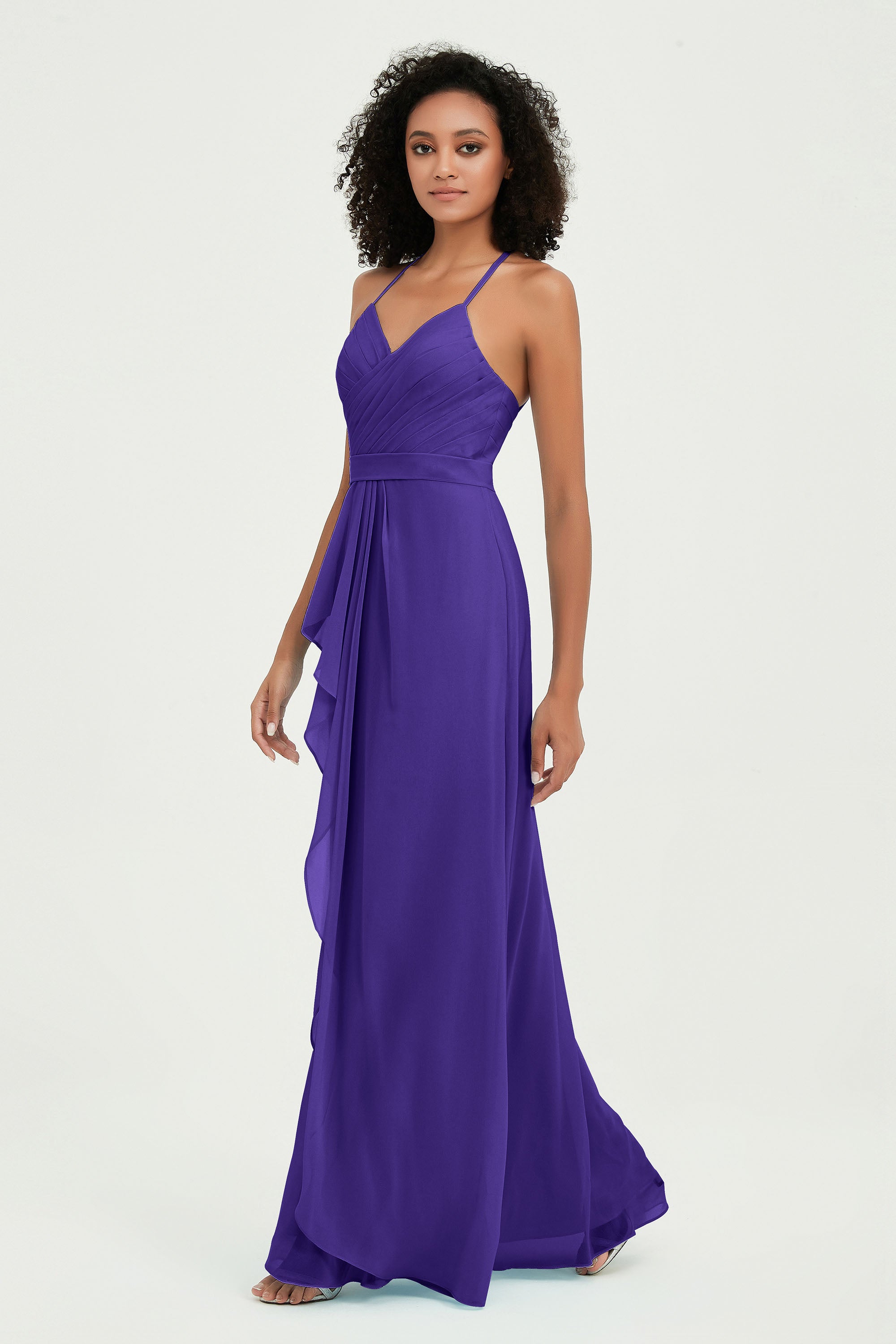 Halter Chiffon Simple Bridesmaid Dresses Formal Evening Party gowns Dress Sleeveless