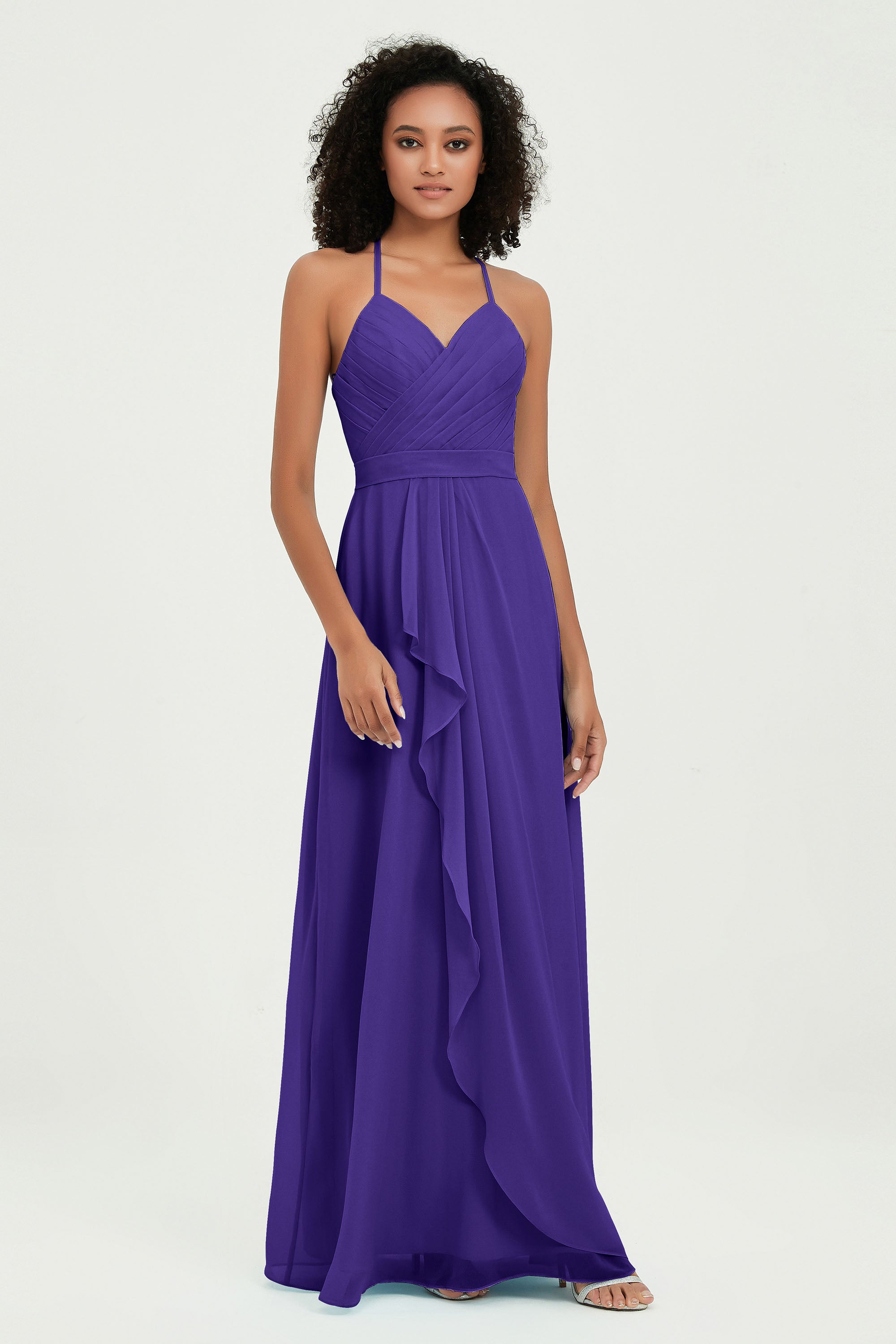 Halter Chiffon Simple Bridesmaid Dresses Formal Evening Party gowns Dress Sleeveless
