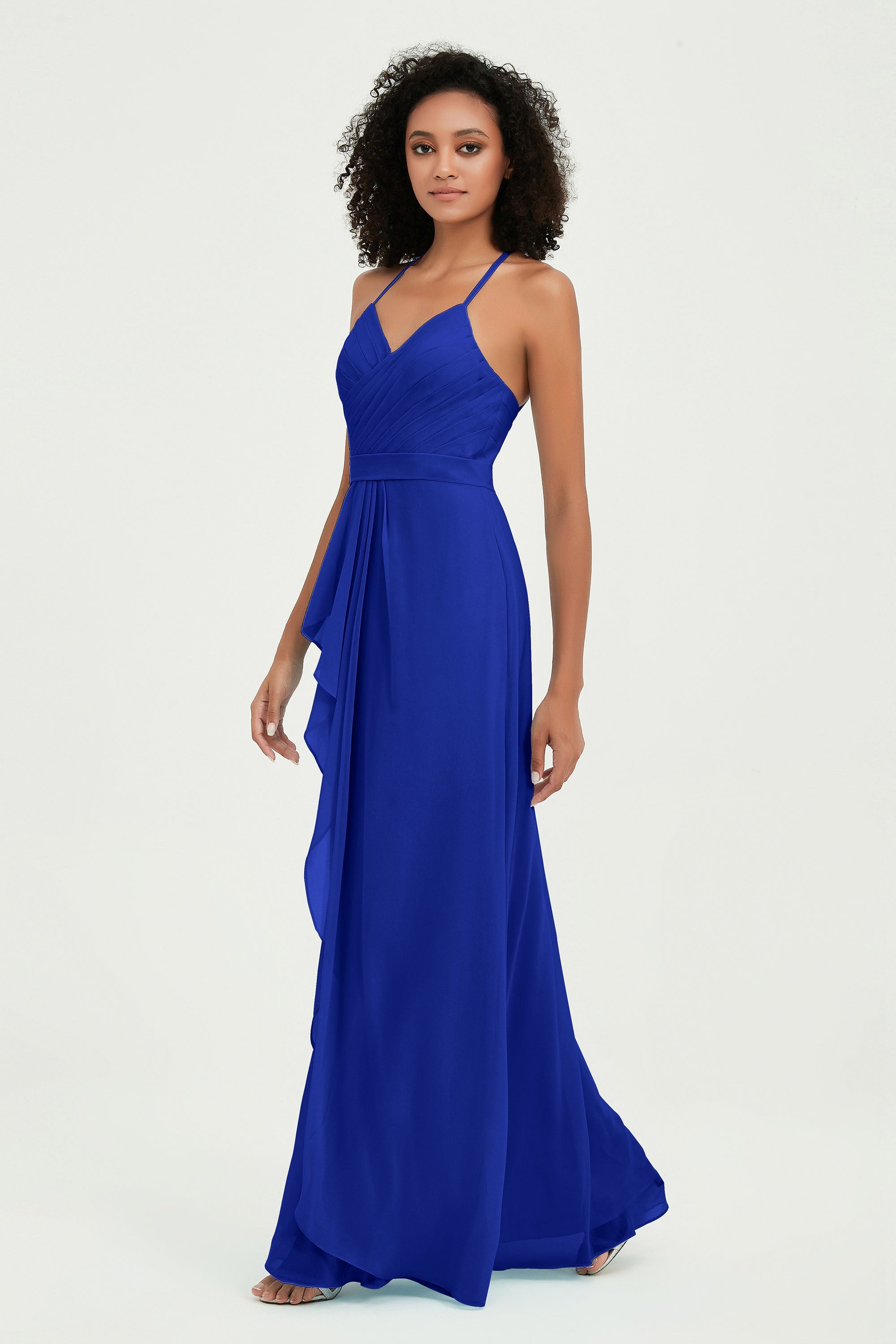 Halter Chiffon Simple Bridesmaid Dresses Formal Evening Party gowns Dress Sleeveless