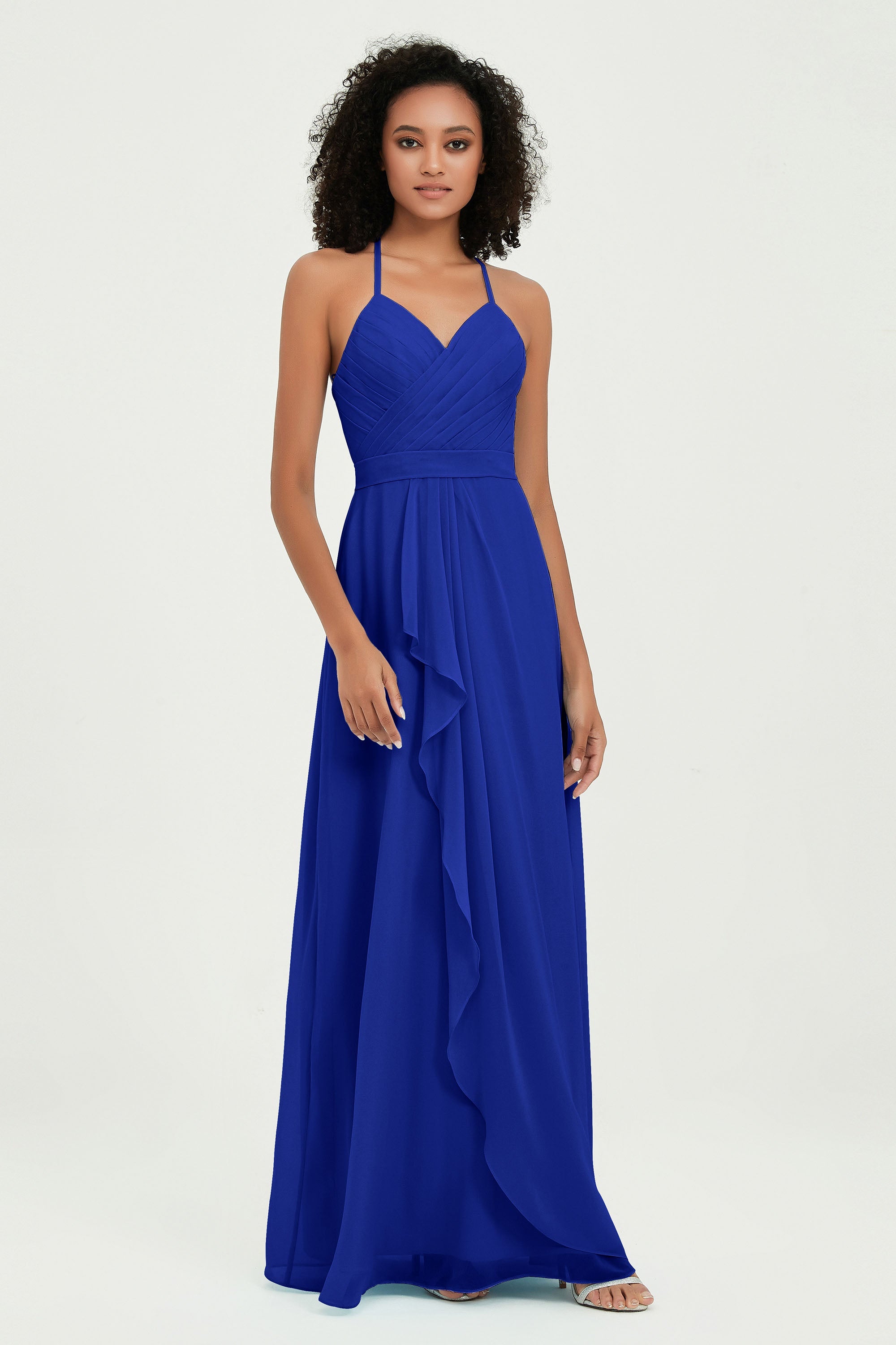 Halter Chiffon Simple Bridesmaid Dresses Formal Evening Party gowns Dress Sleeveless