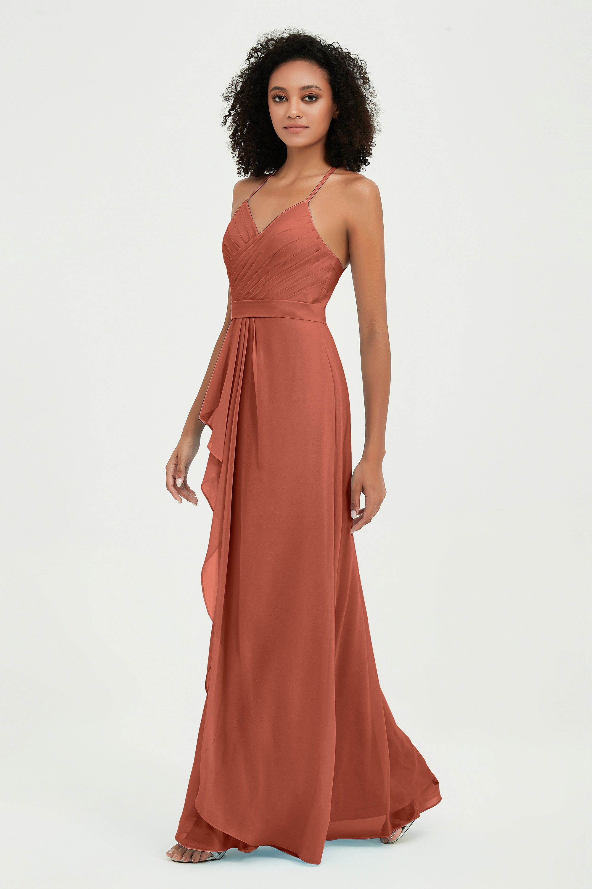 Halter Chiffon Simple Bridesmaid Dresses Formal Evening Party gowns Dress Sleeveless