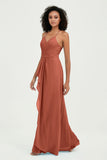 Halter Chiffon Simple Bridesmaid Dresses Formal Evening Party gowns Dress Sleeveless