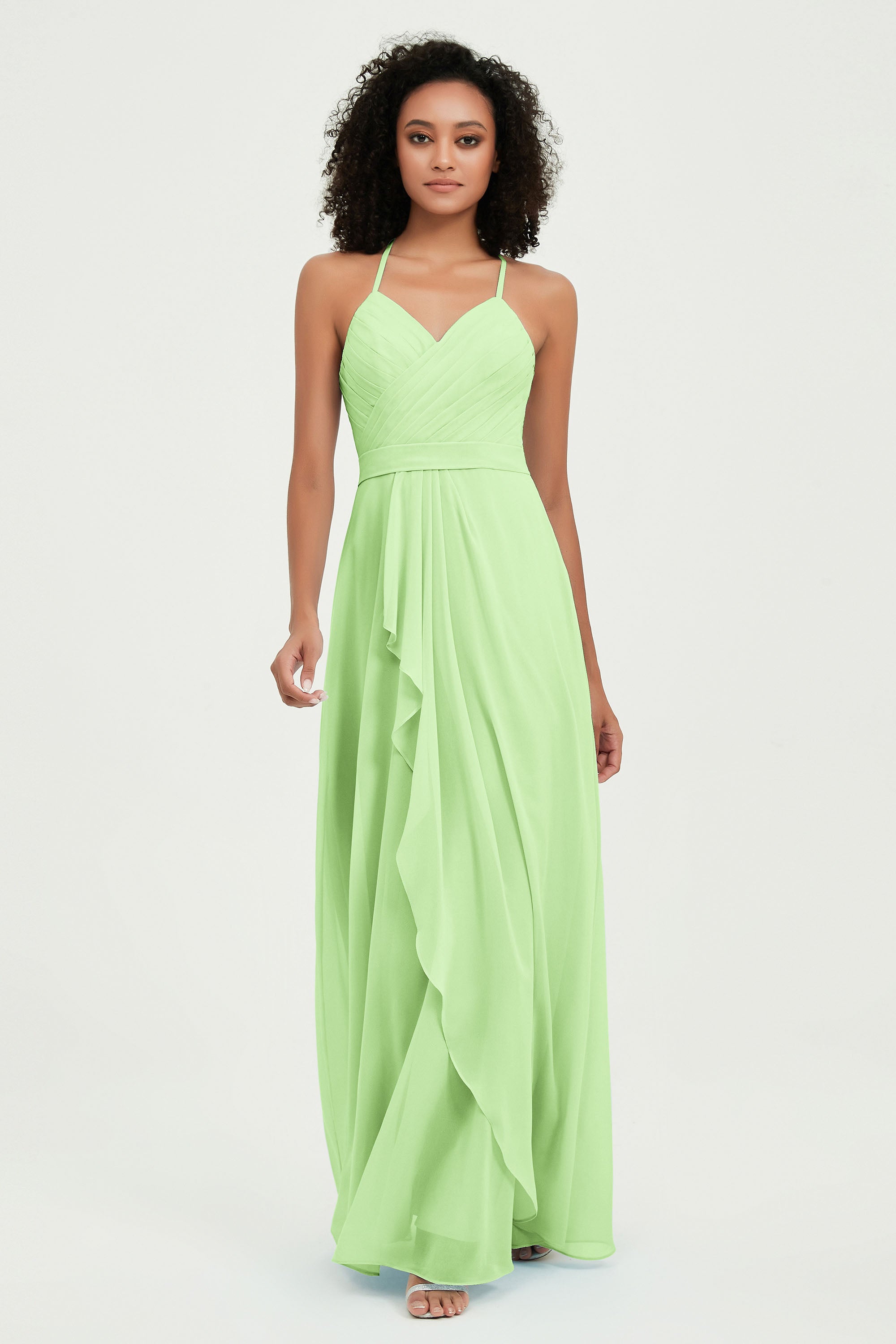 Halter Chiffon Simple Bridesmaid Dresses Formal Evening Party gowns Dress Sleeveless