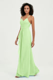 Halter Chiffon Simple Bridesmaid Dresses Formal Evening Party gowns Dress Sleeveless