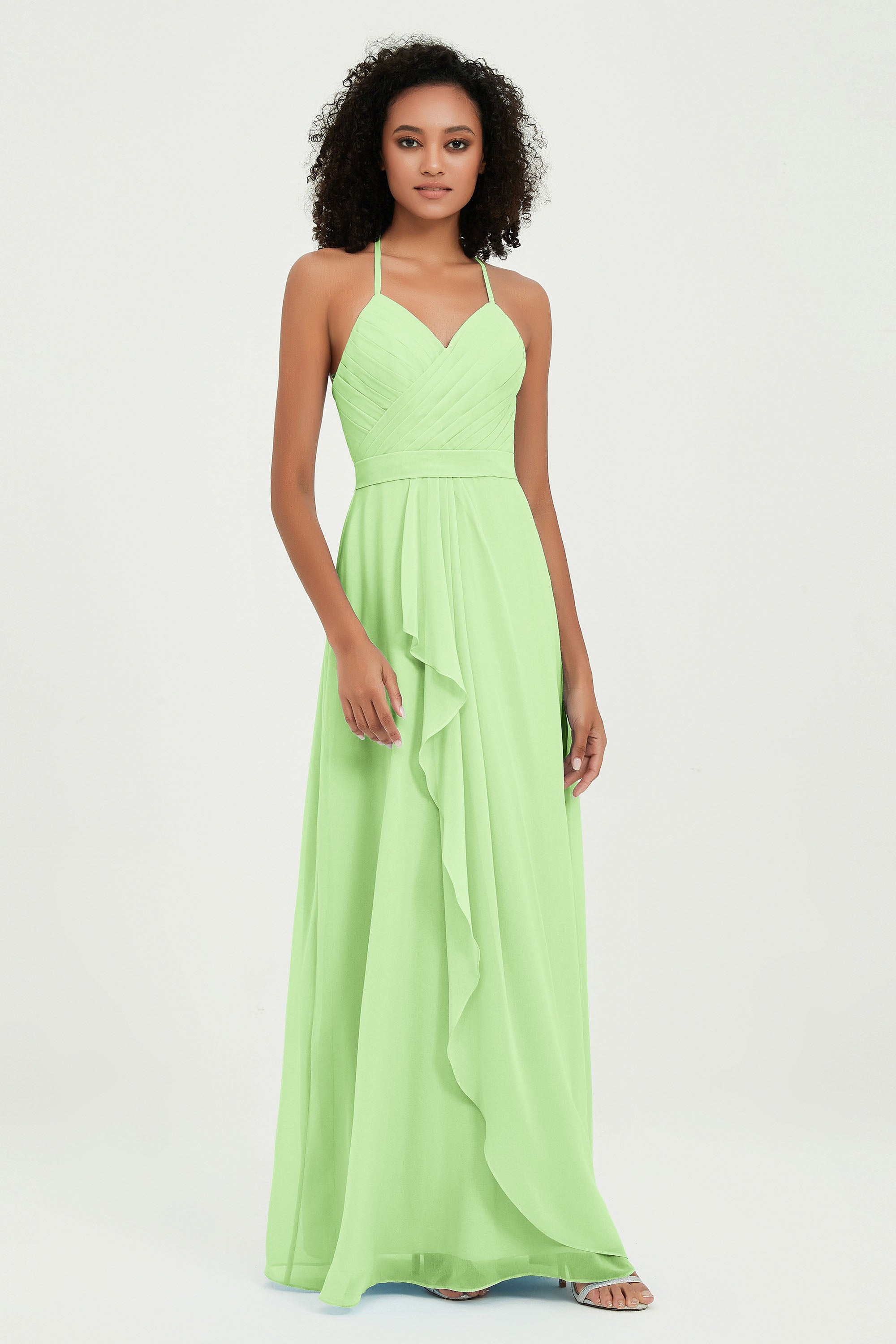 Halter Chiffon Simple Bridesmaid Dresses Formal Evening Party gowns Dress Sleeveless